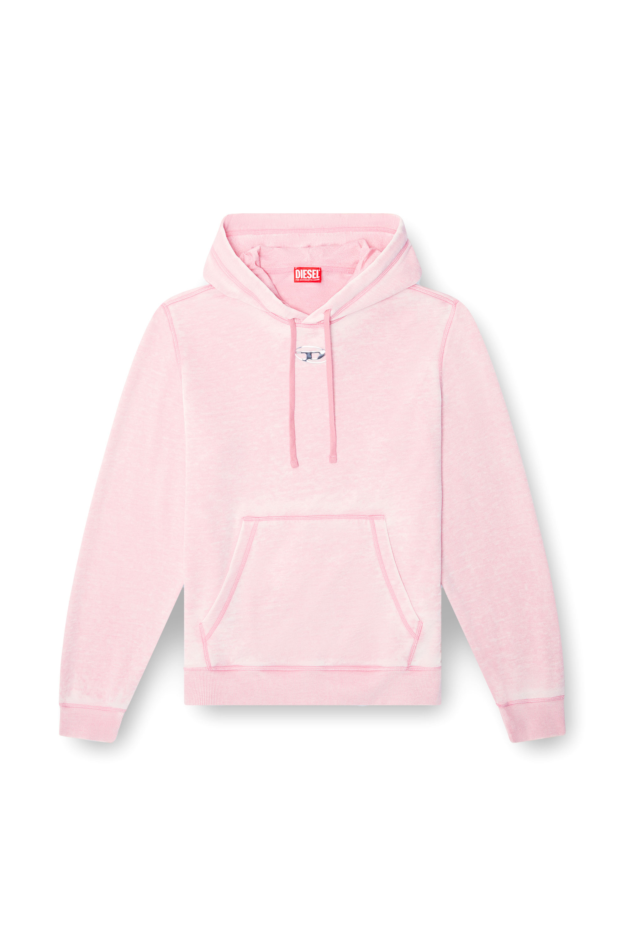 Diesel - S-GINN-HOOD-PAK, Herren Burnout-Hoodie mit Logo aus Metall in Rosa - 3