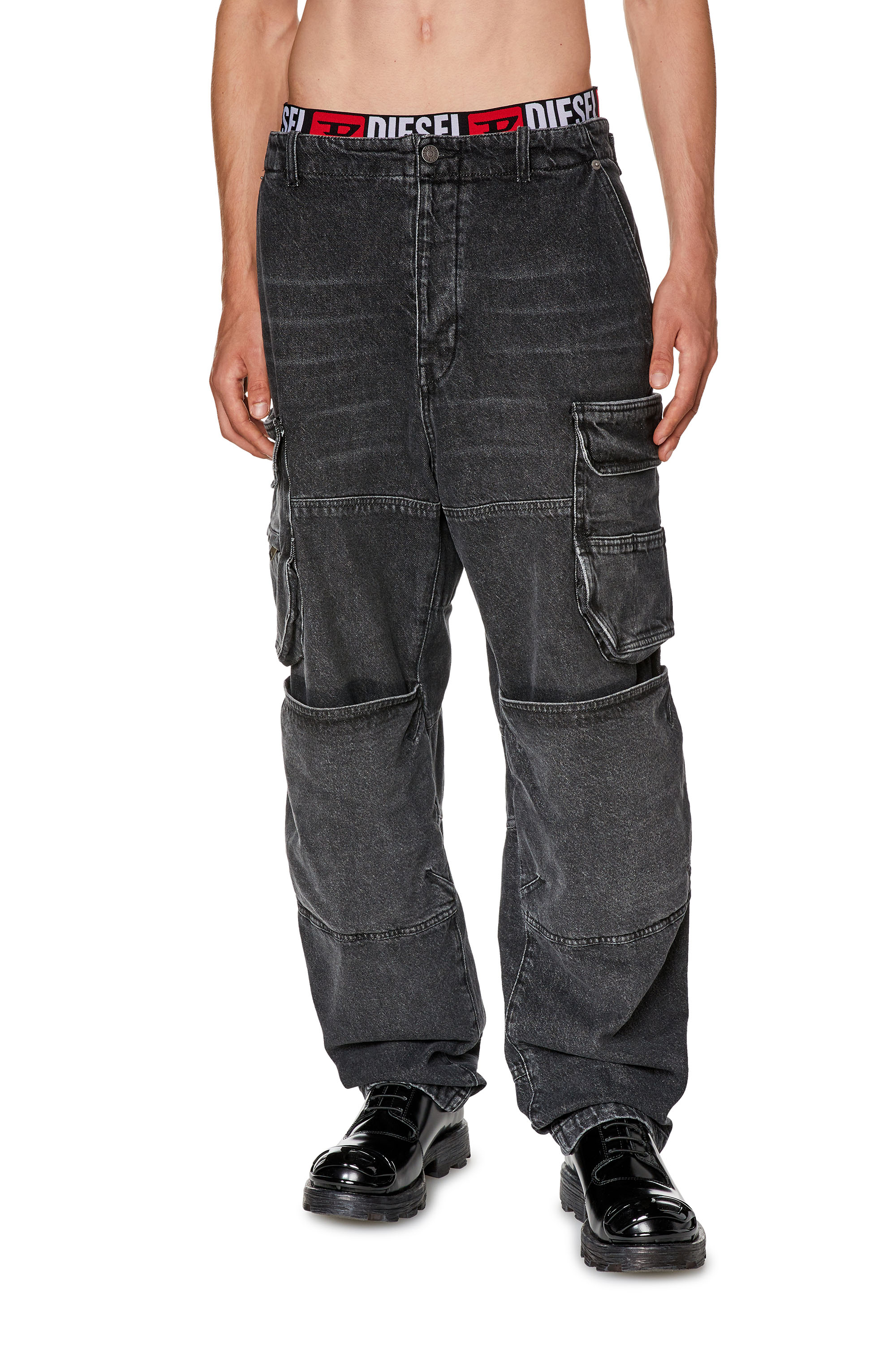 Diesel - Straight Jeans D-Fish 0HLAA, Schwarz/Dunkelgrau - Image 1