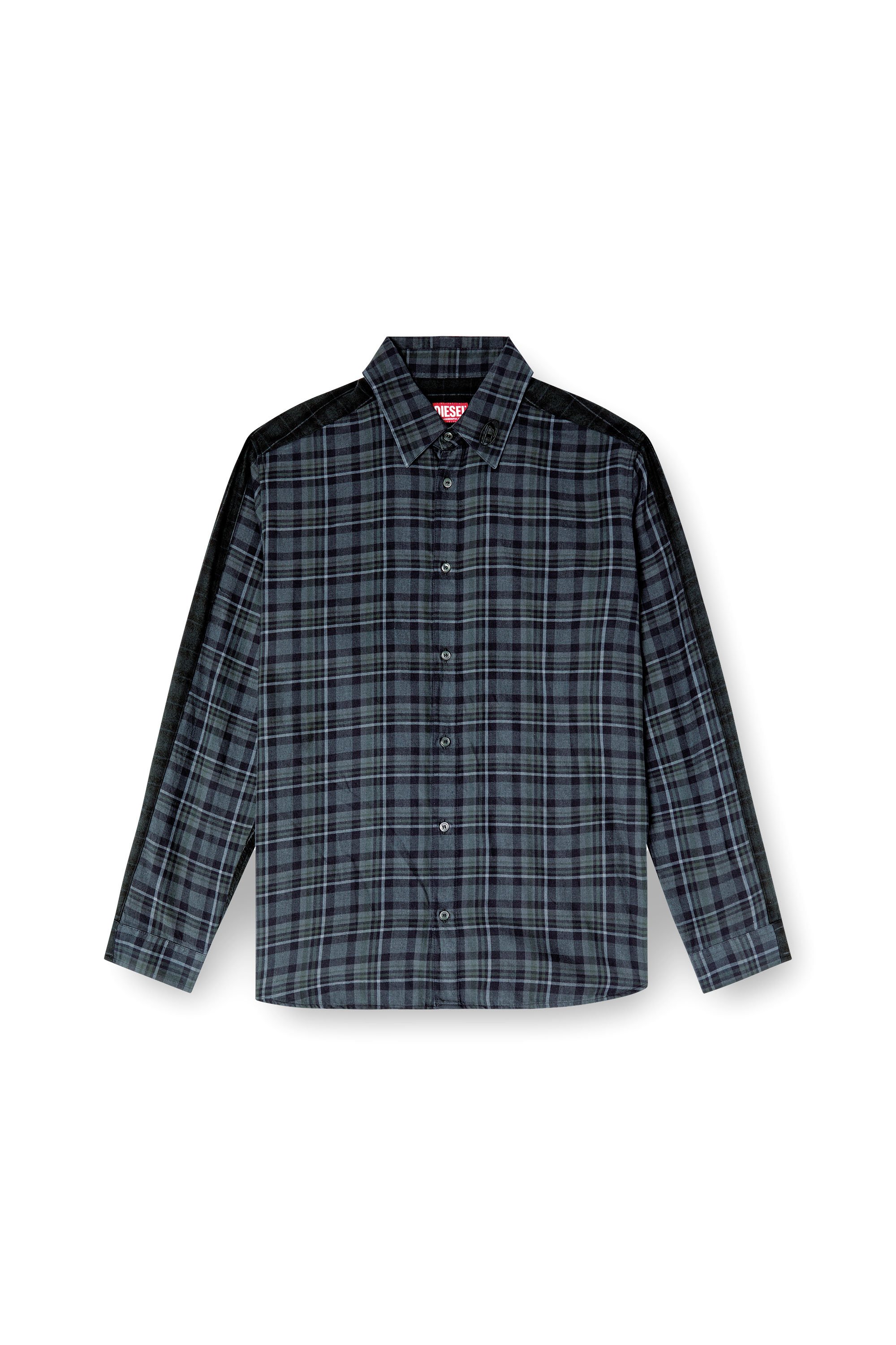 Diesel - S-SIMPLY-CHECK, Herren Gespleißtes Hemd aus Flanell mit Karo-Muster in Schwarz/Blau - 3