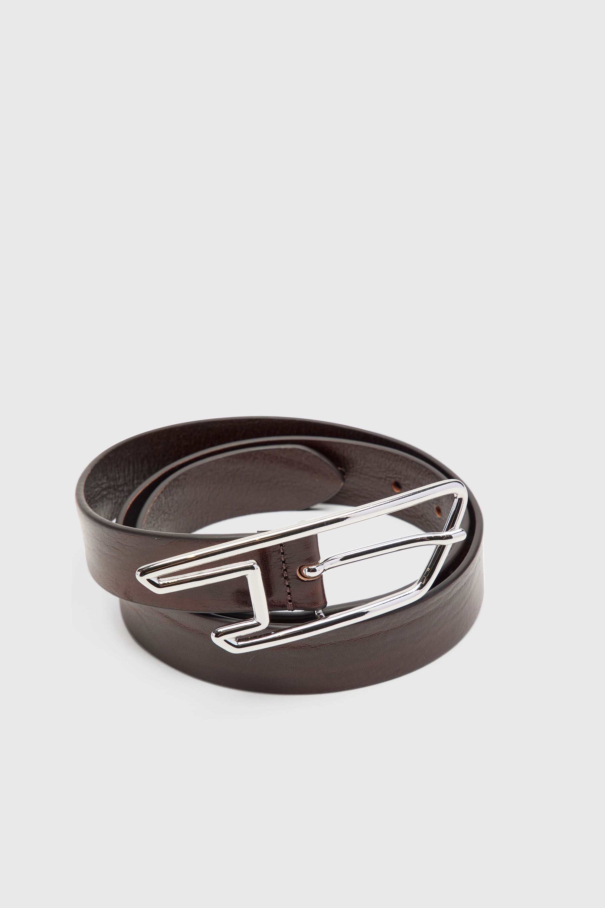 Diesel - B-D LINE 30, Unisex's 3cm waxed-leather belt with D buckle in Brown - 2