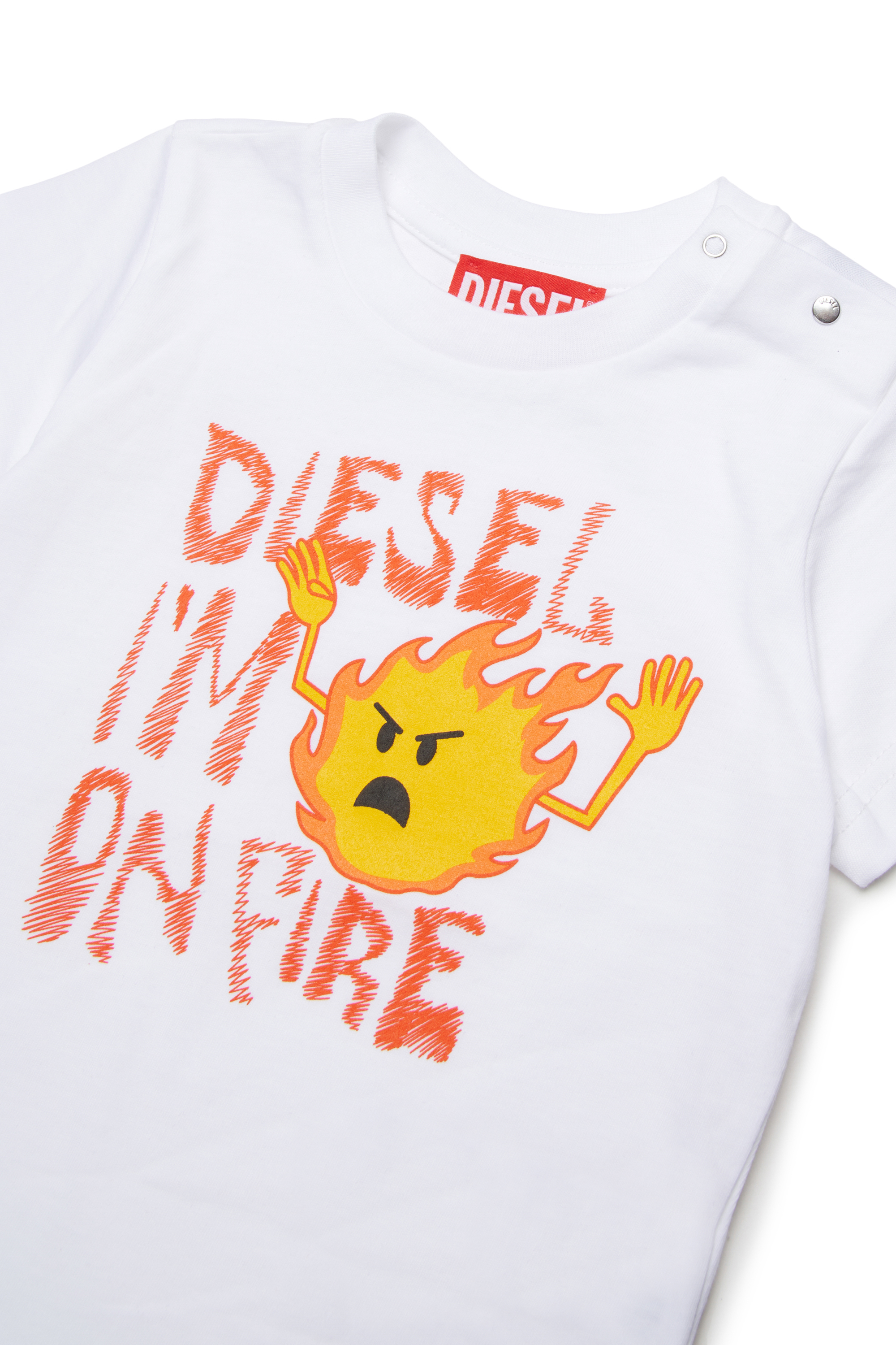 Diesel - TPIRB, Herren T-Shirt mit Flammendruck in Wei&szlig; - 3