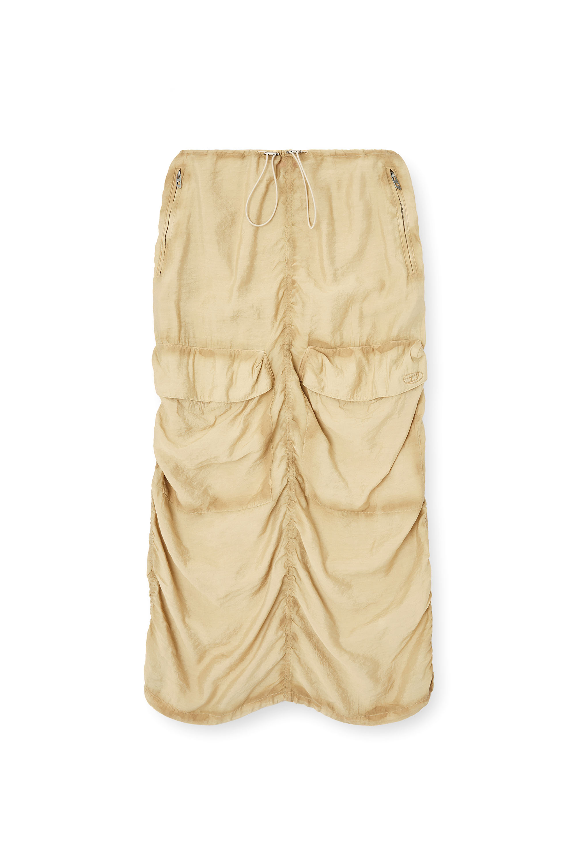 Diesel - O-RACLE, Damen Cargo-Midi-Rock aus behandeltem Viskose-Nylon in Beige - 3