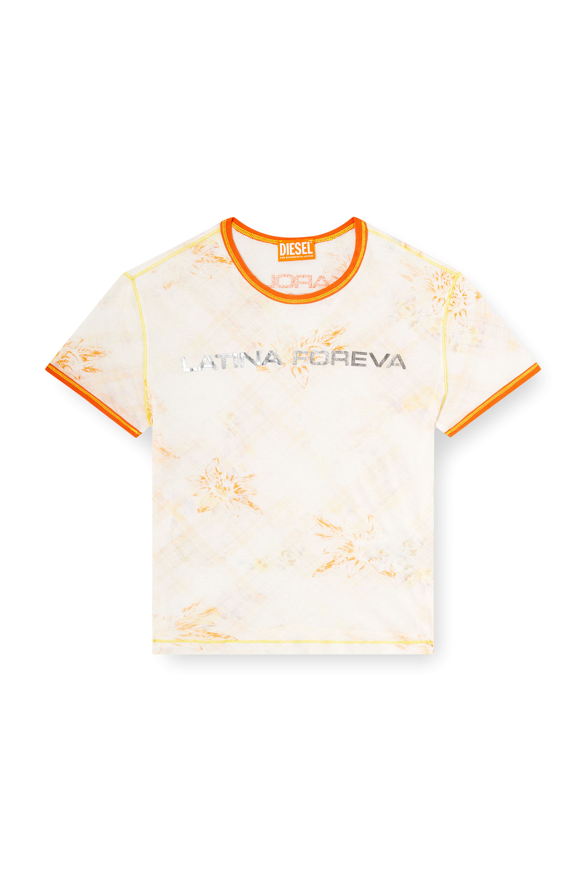Diesel - T-UNCUTIE-KG, Damen T-Shirt mit Latina Foreva Print in Weiß/Orange - 3