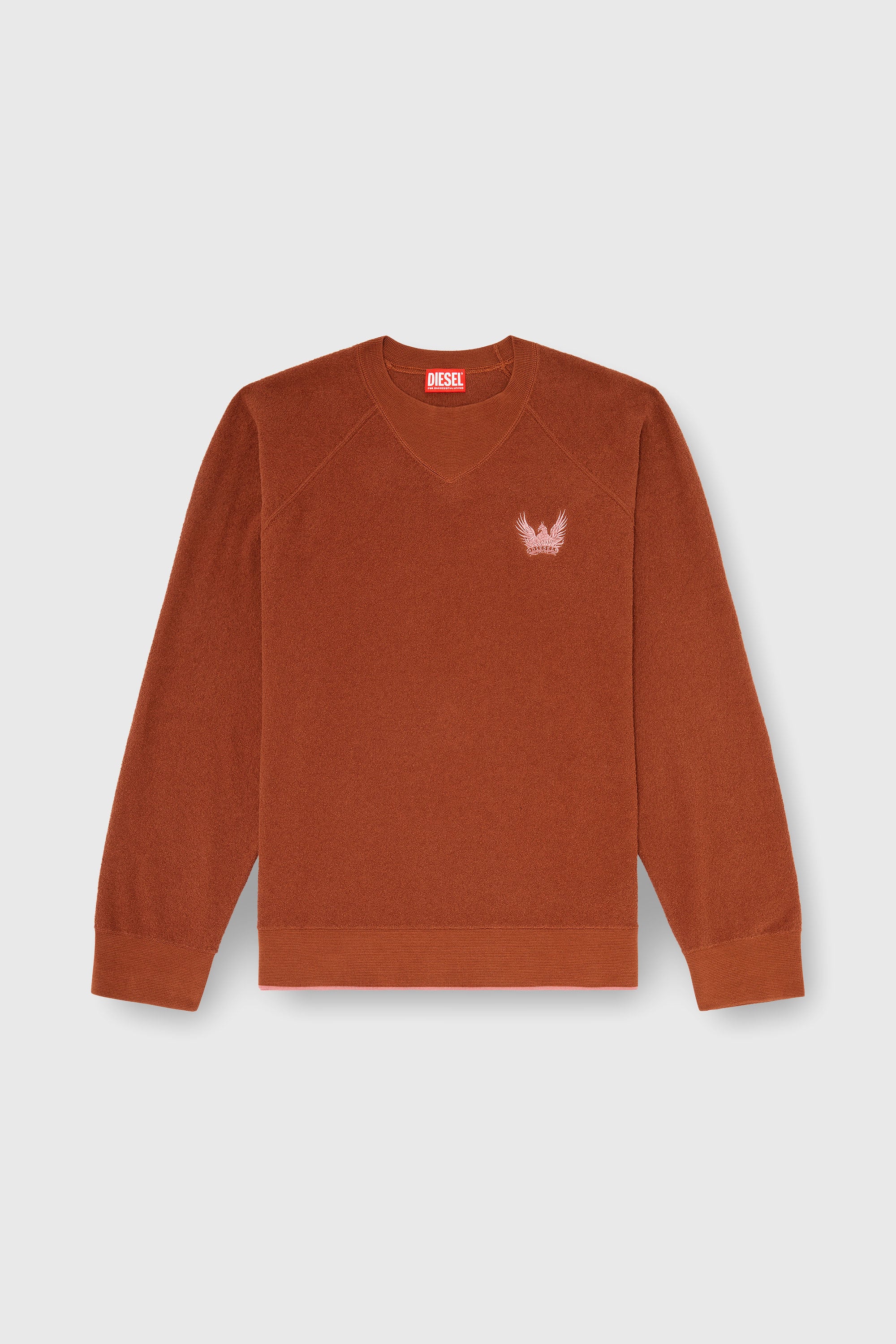 Diesel - K-RALFS, Herren Boucl&eacute;-Pullover mit Phoenix-Stickerei in Braun - 2