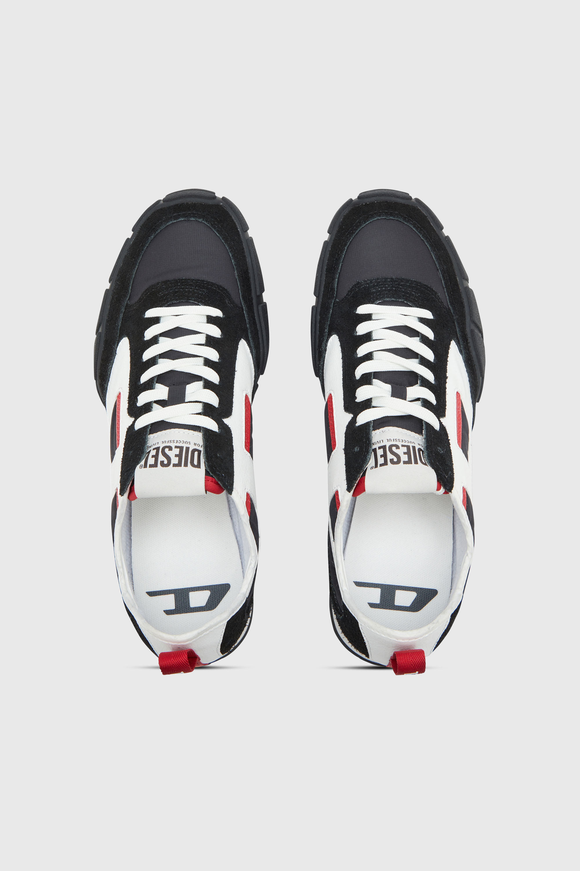 Diesel - S-PAGODHA LOW, Herren S-Pagodha-Sneakers aus Leder, Wildleder und Ripstop in Schwarz/Rot - 4