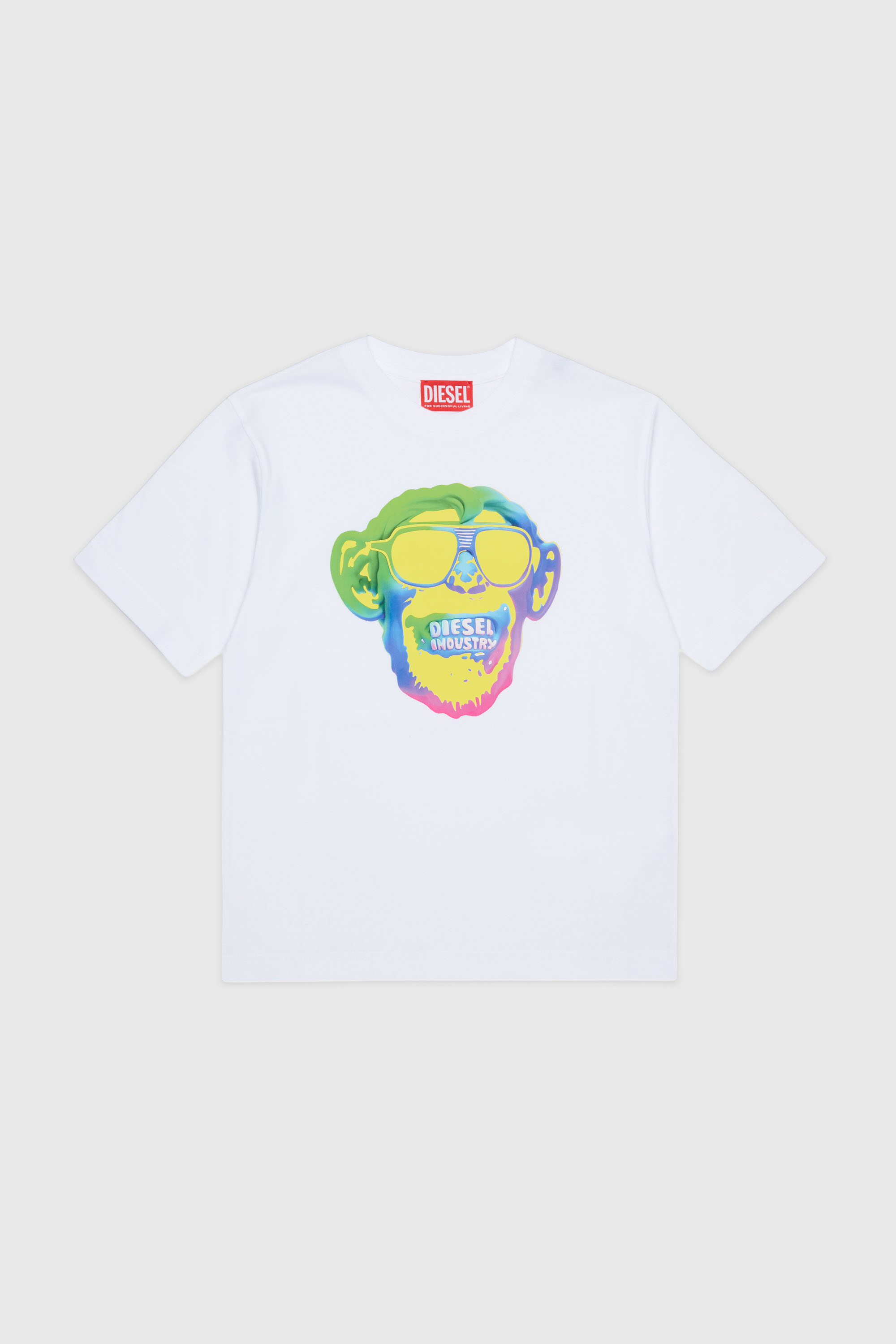 Diesel - TMONKEY OVER, Herren T-Shirt mit Affen-Print in Wei&szlig; - 1