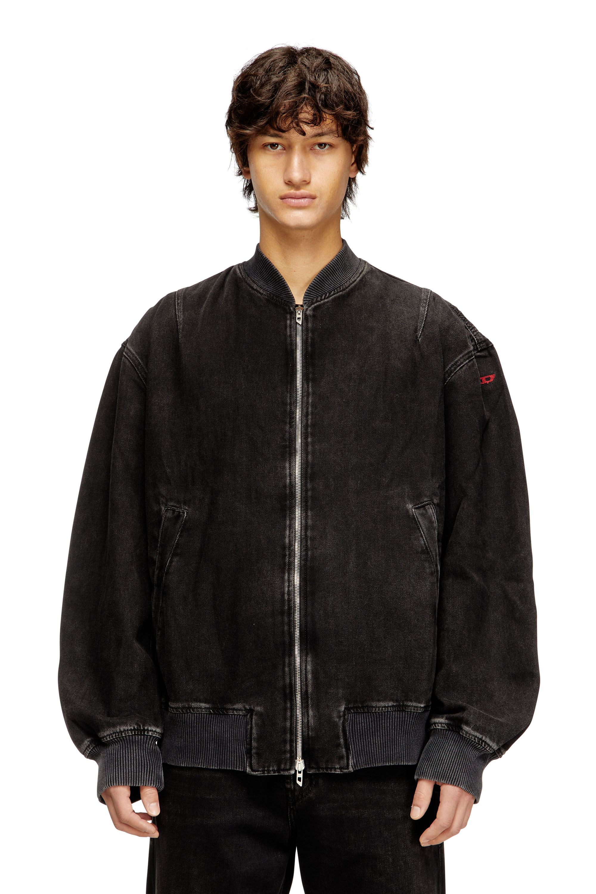 Diesel - D-VINZ, Herren Bomberjacke aus Denim in cleaner Waschung in Schwarz - 1