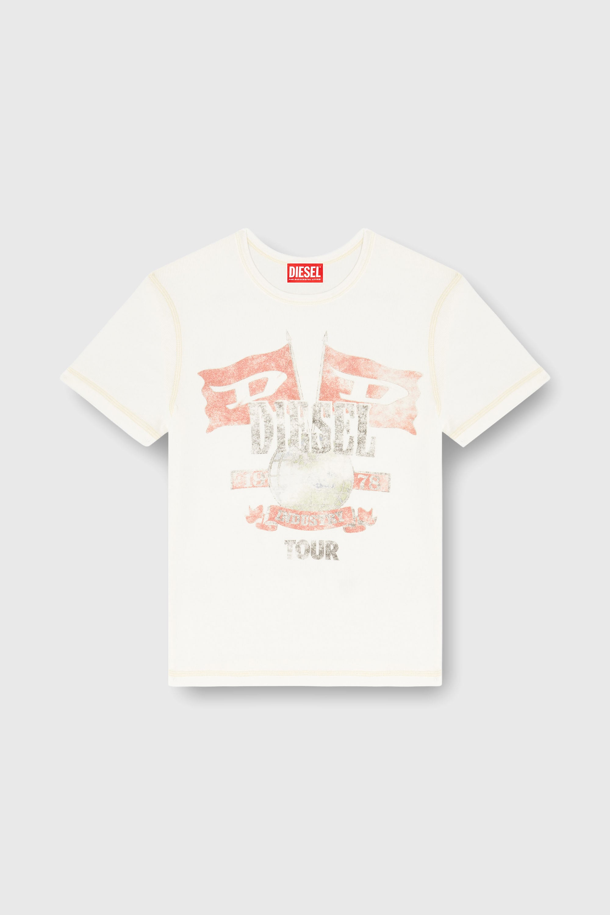 Diesel - T-MARSY-RIB, Damen Geripptes T-Shirt mit Konzertgrafiken in null - 2