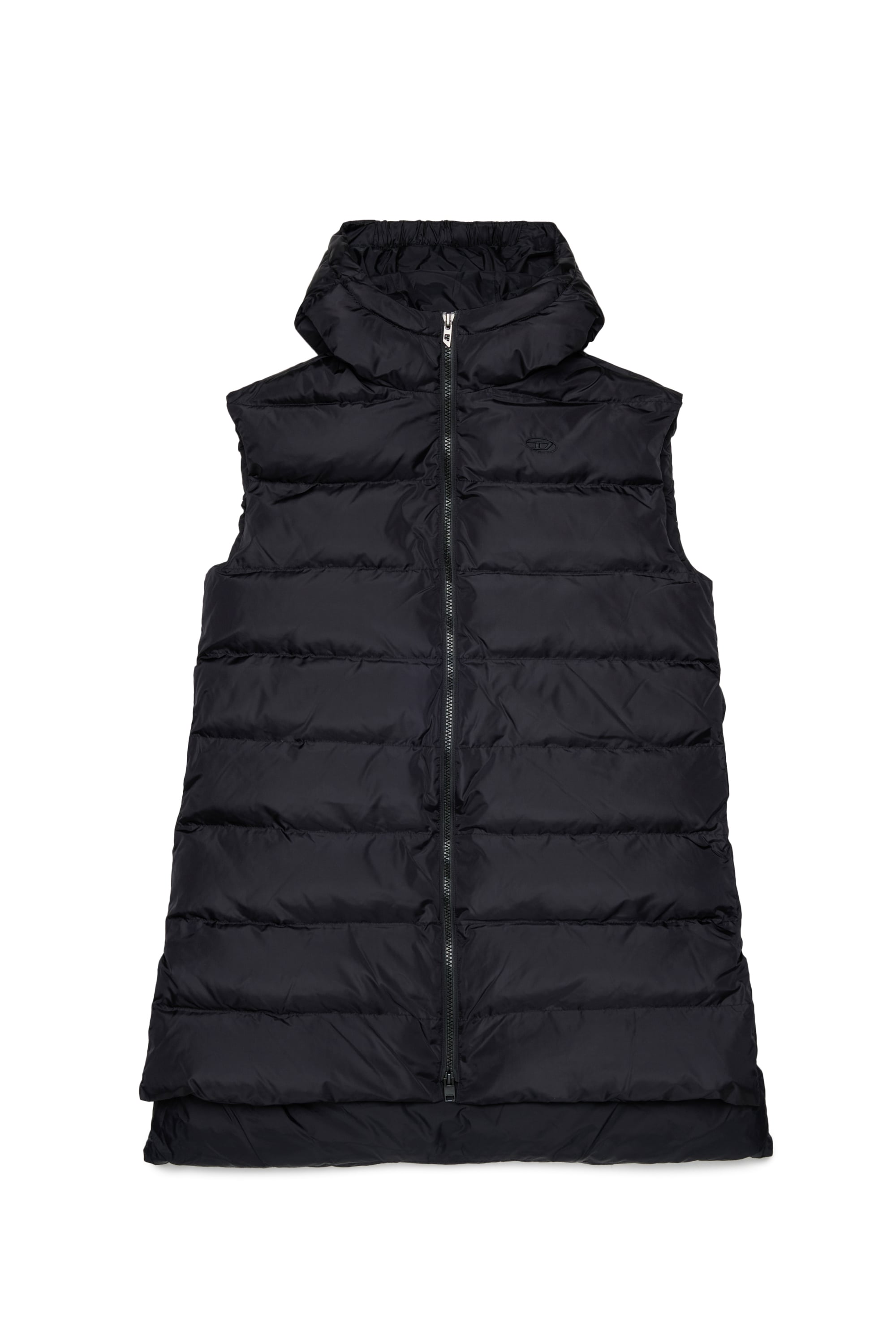 Diesel - JFENNY, Woman's Longline hooded puffer vest in Black - 1