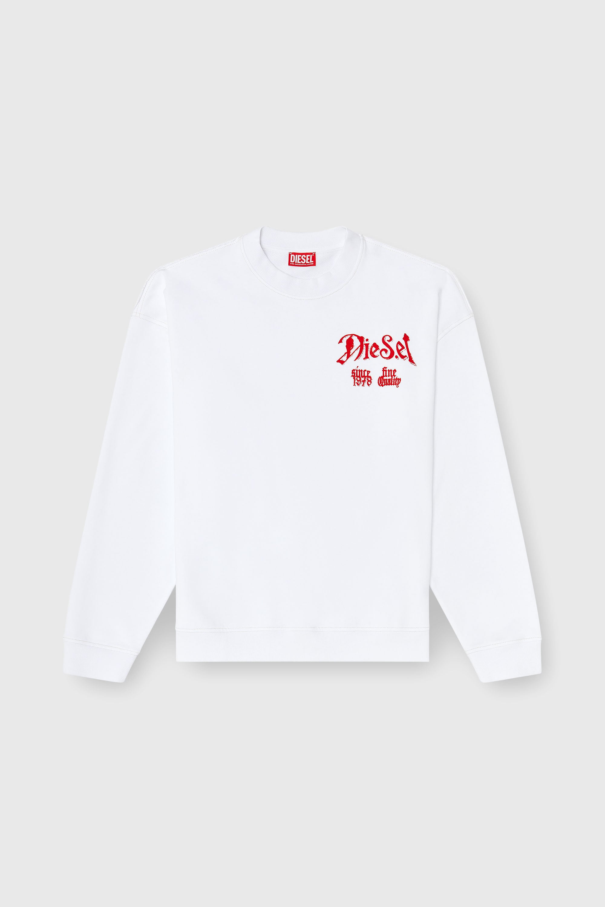 Diesel - S-BOXT-AA2, Herren Sweatshirt aus Baumwolle mit Flockprint in Wei&szlig; - 2