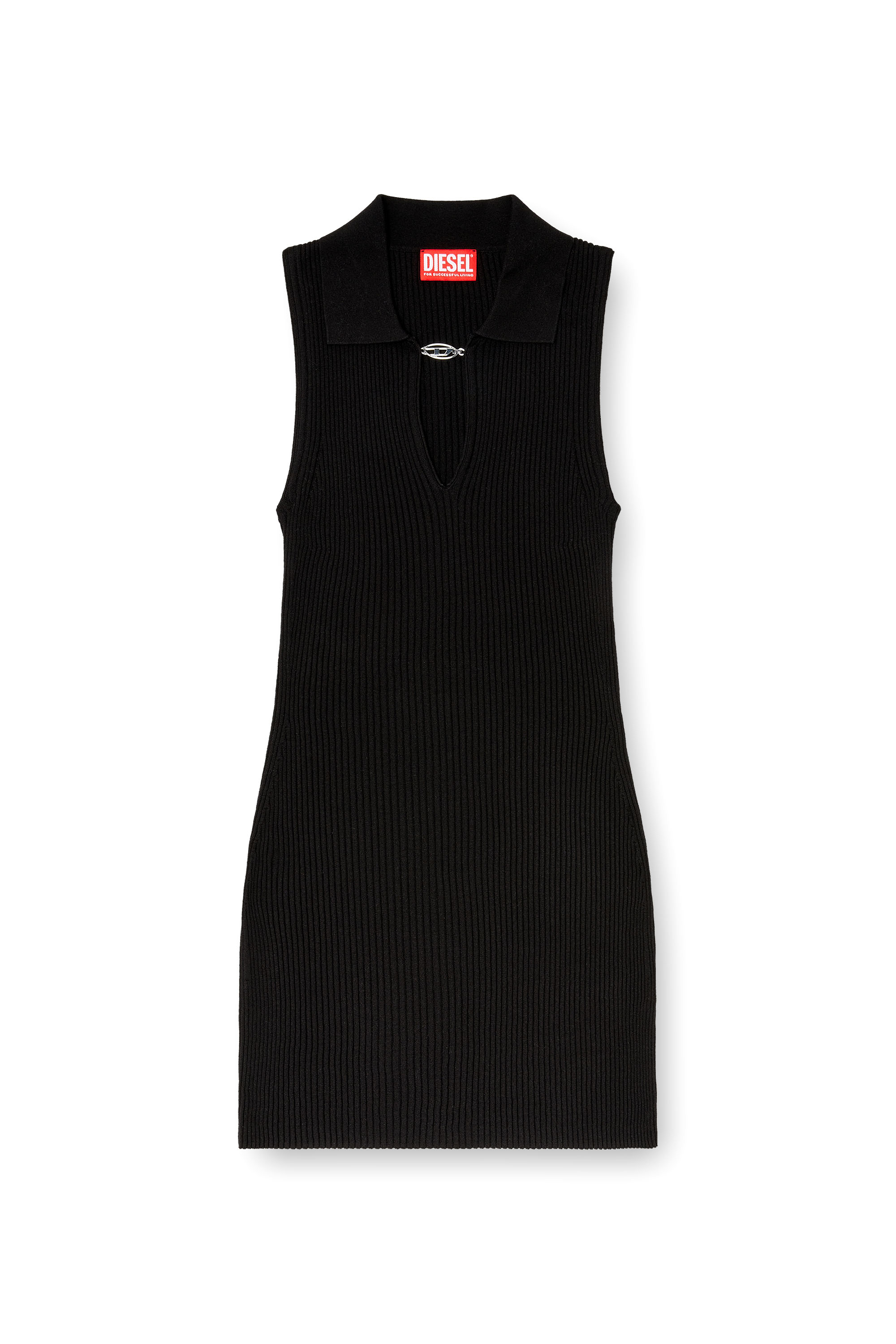 Diesel - M-LILMA, Damen Kurzes Polokleid aus Seidenmischung in Rippstrick in null - 1