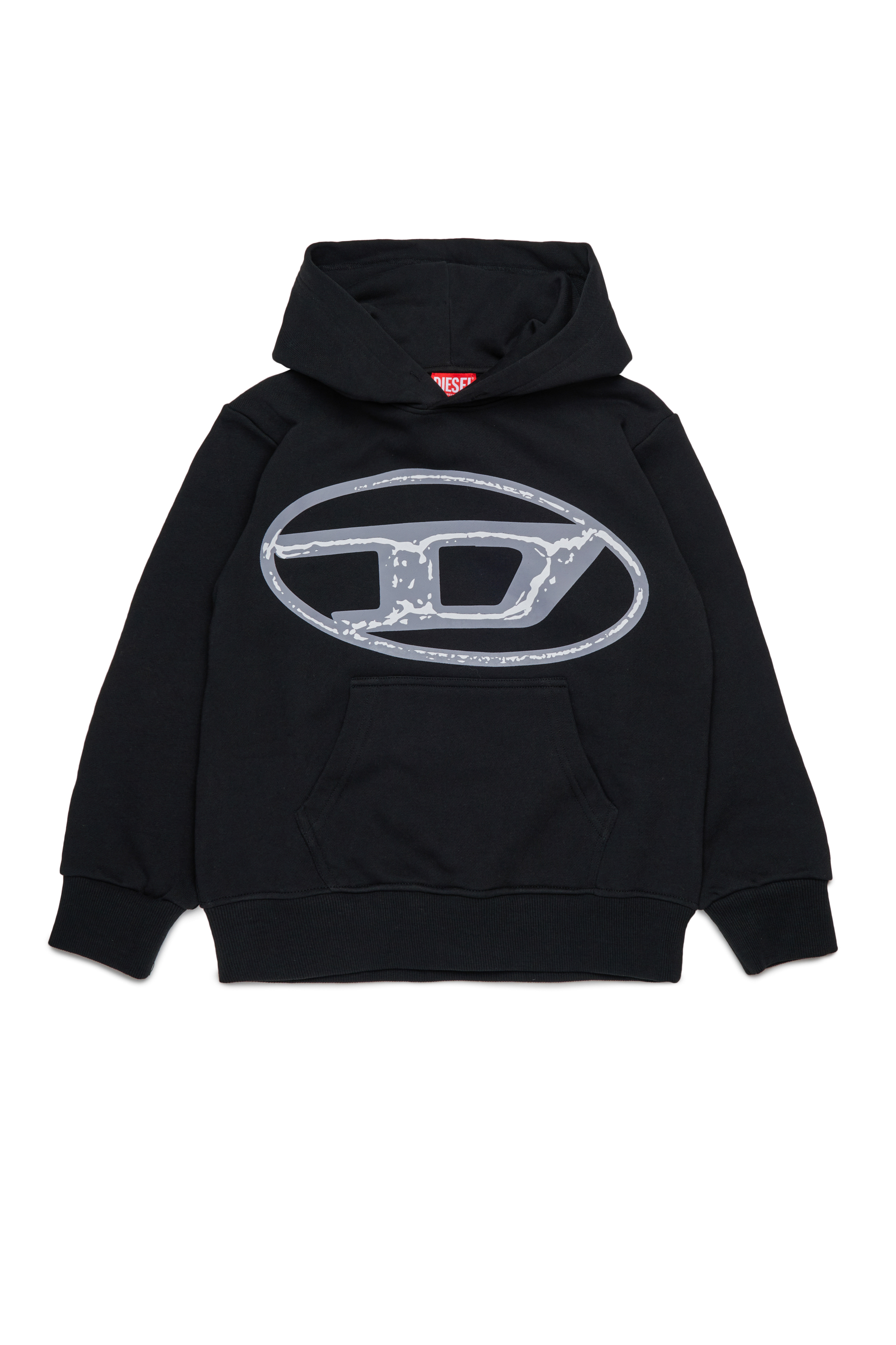Diesel - SBONNIEHOOD OVER, Herren Baumwoll-Hoodie mit Oval D Logo in Schwarz - 1