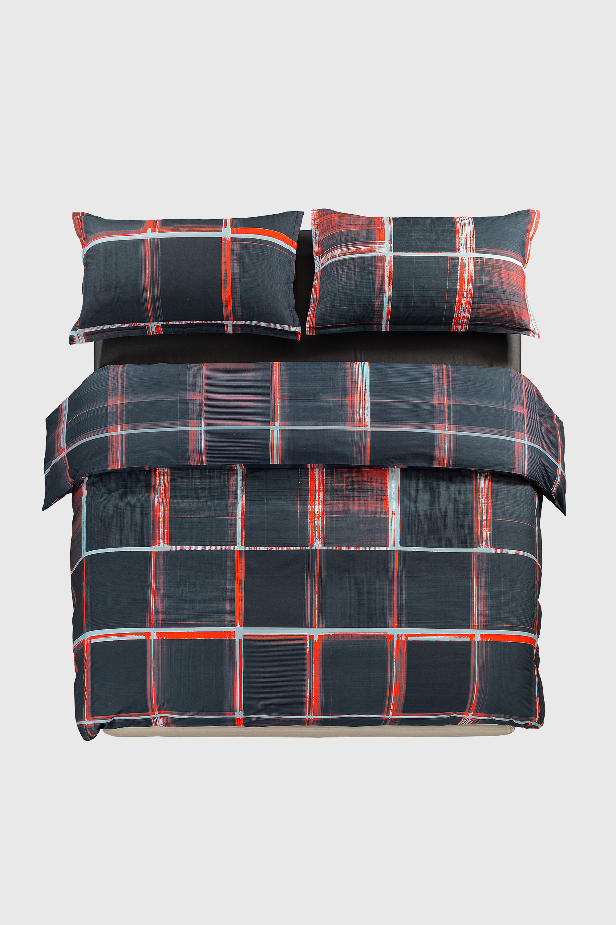 Diesel - 1016331 PSYCHEDELIC CHECKS DARK  DUVET C, Unisex's Percale duvet cover parure  for a queen-size bed in Black/Red - 1