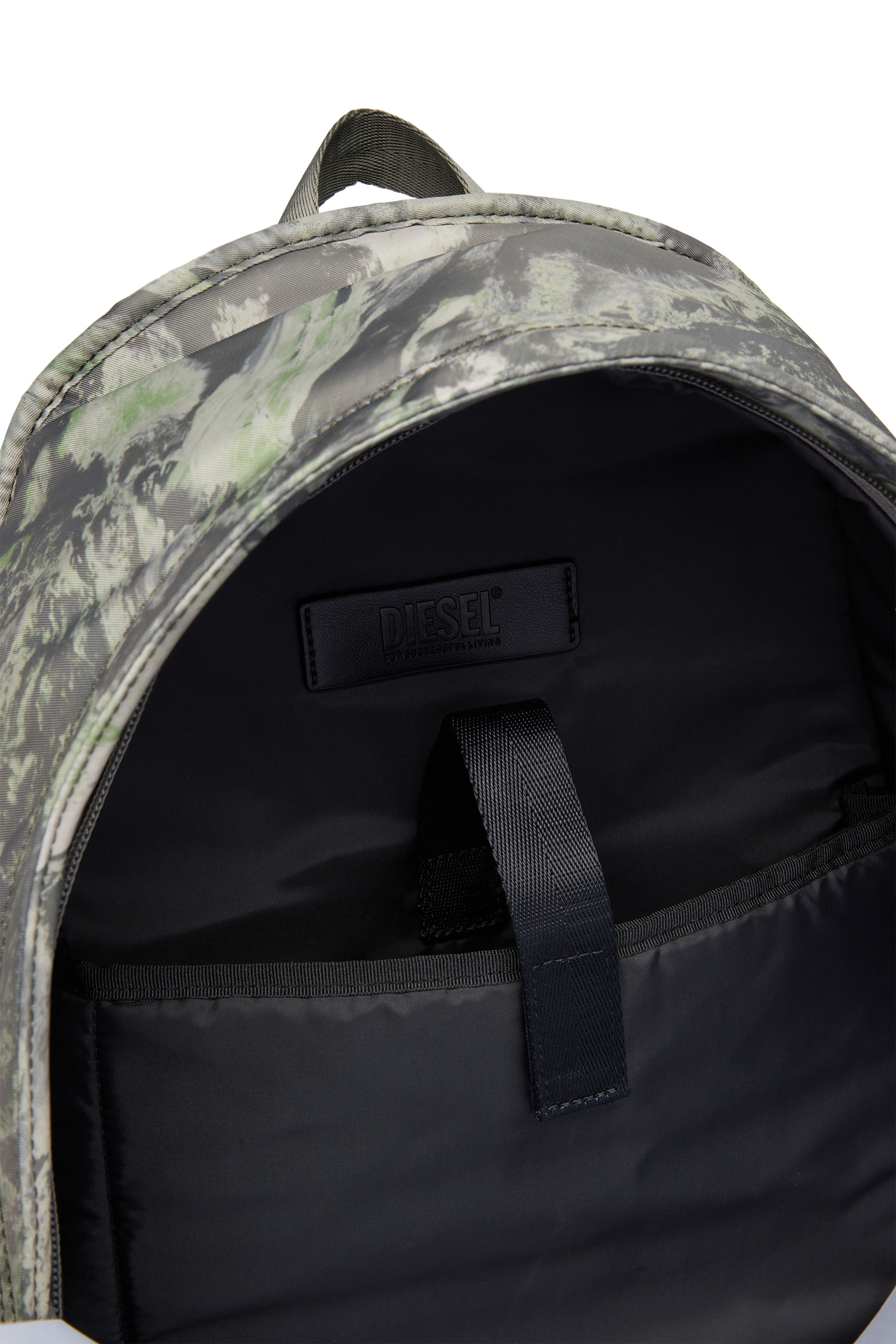 Diesel - RAVE BACKPACK X, Herren Rave Backpack X - Rucksack aus recyceltem Stoff mit Earth-Print in Grau/Blau - 4