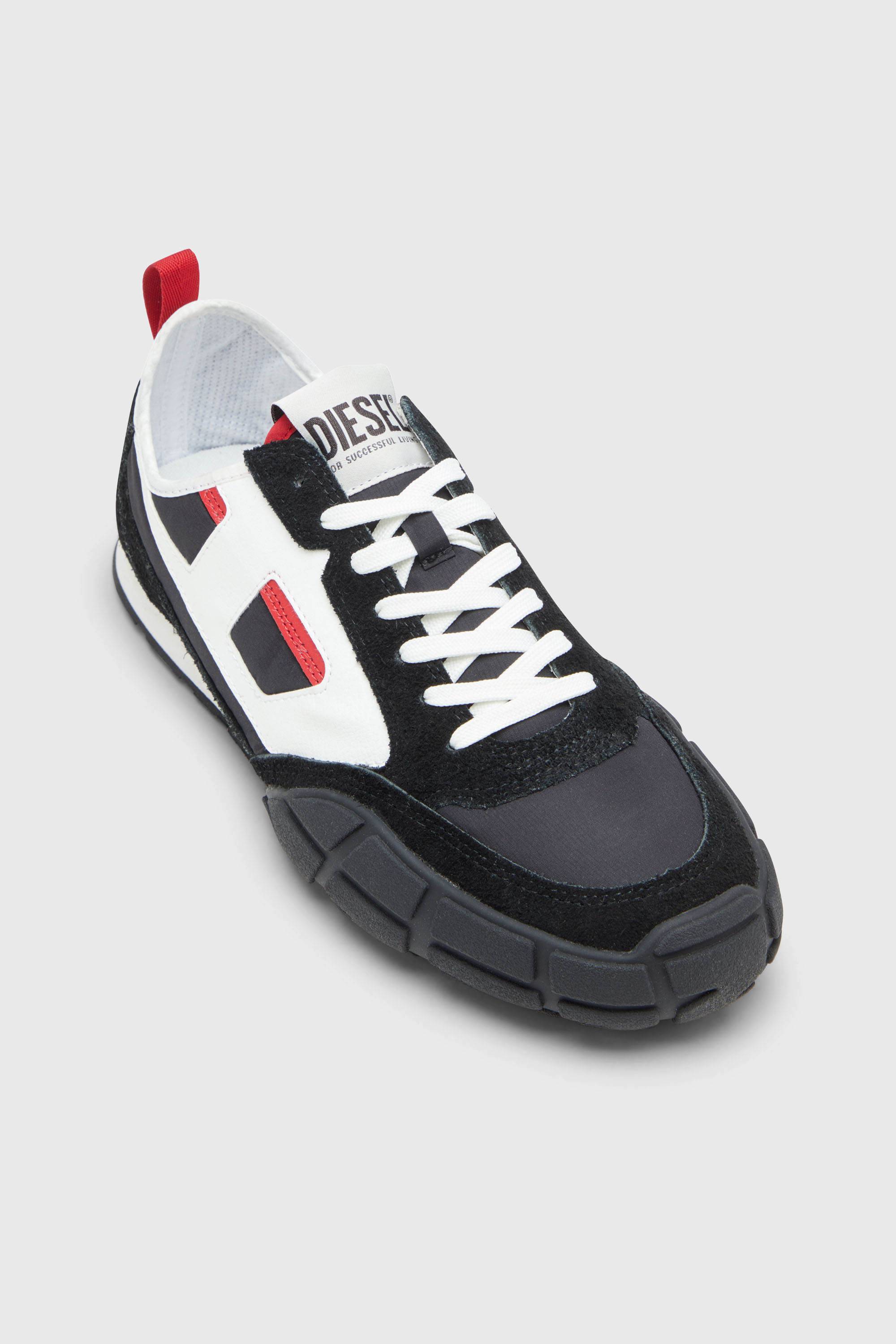 Diesel - S-PAGODHA LOW, Herren S-Pagodha-Sneakers aus Leder, Wildleder und Ripstop in Schwarz/Rot - 6