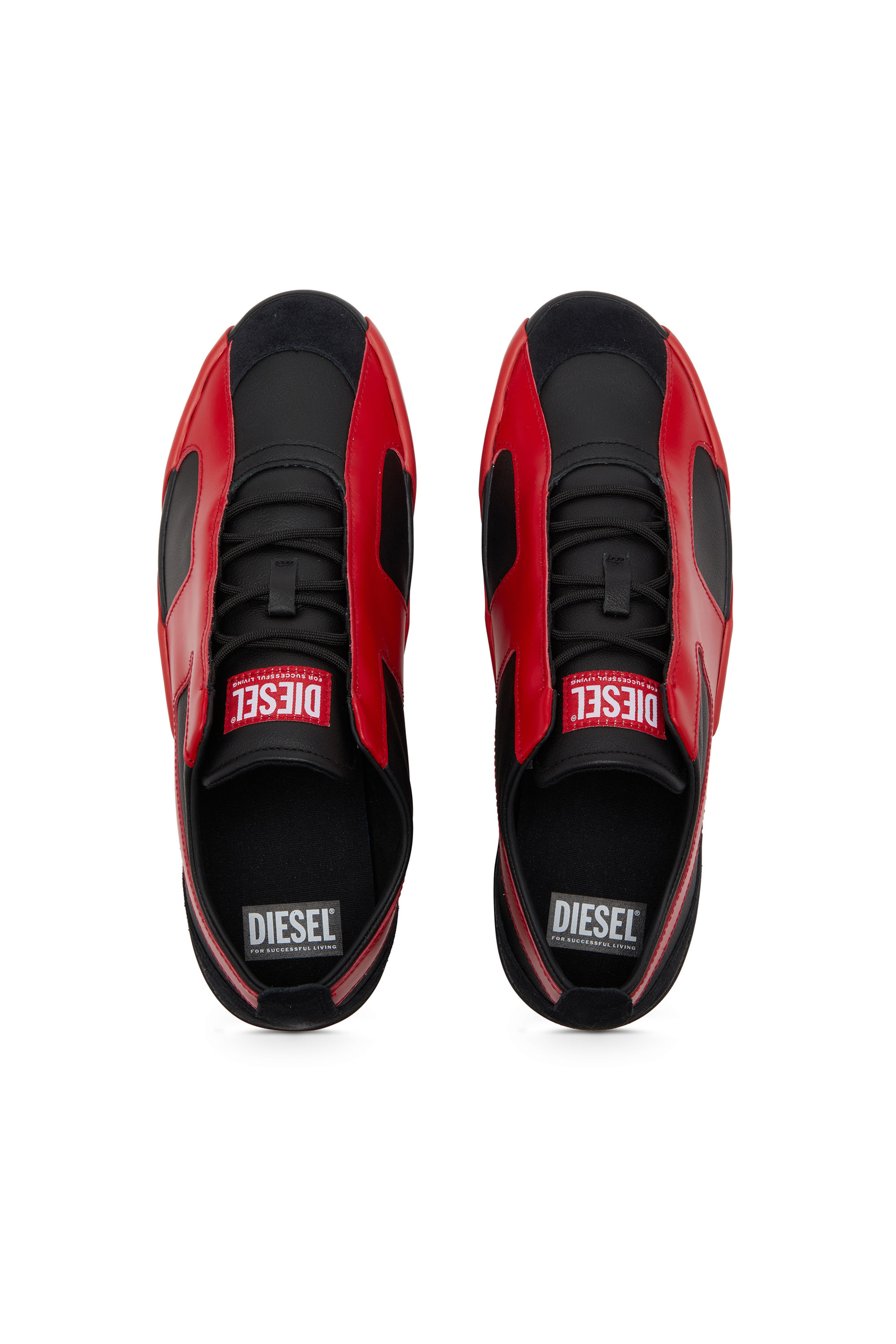 Diesel - S-SLANTE-D LOW, Herren S-Slante-D-Sneaker aus Wildleder und Leder mit D-Logo in Schwarz/Rot - 4