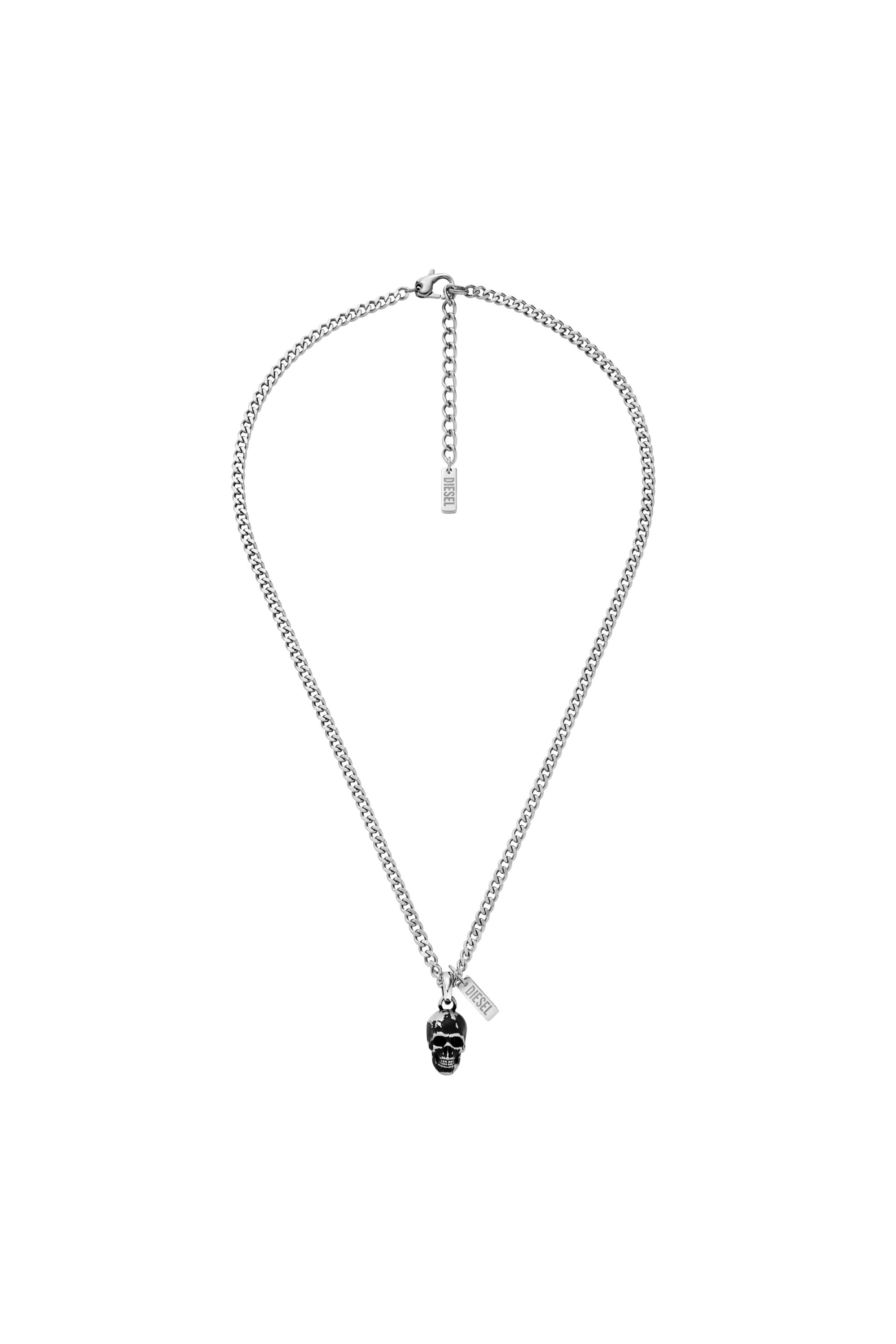 Diesel - DX1581040 JEWEL, Unisex Halskette mit Anhänger von aus farbenem Edelstahl in Silber/Schwarz - 1