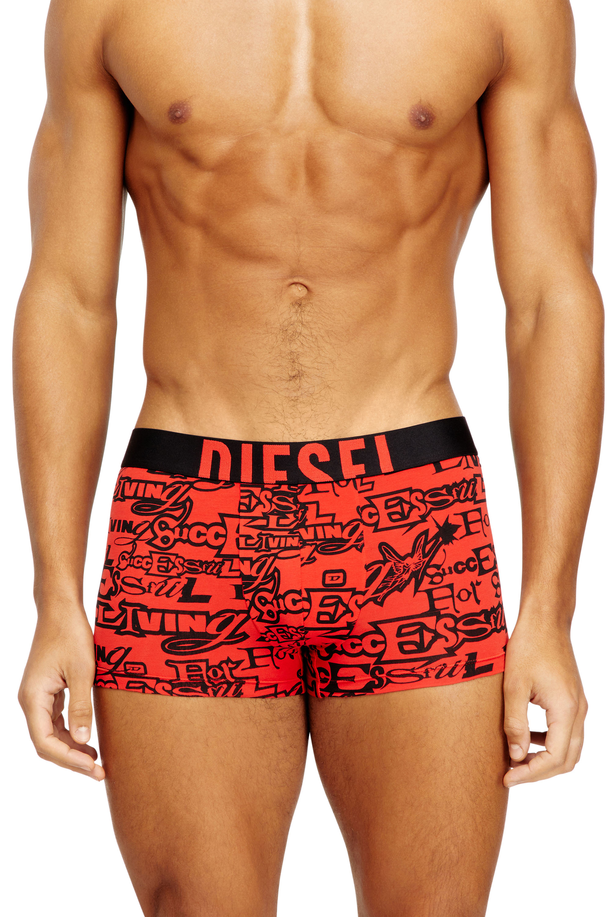 Diesel - DAMIEN-D-POP-3PACK-40, Herren Dreierpack Baumwoll-Boxershorts mit auffälligen Logos in Schwarz/ Rot - 2
