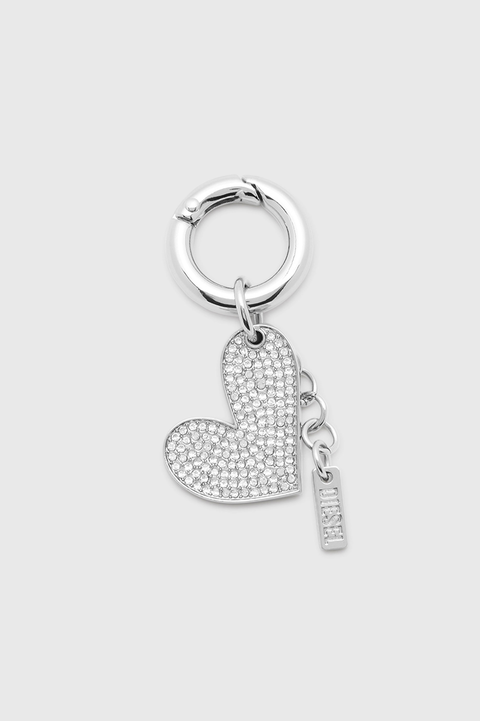 Diesel - CHARM-HEART, Damen Metallherz-Anh&auml;nger mit Strasssteinen in Silber - 1