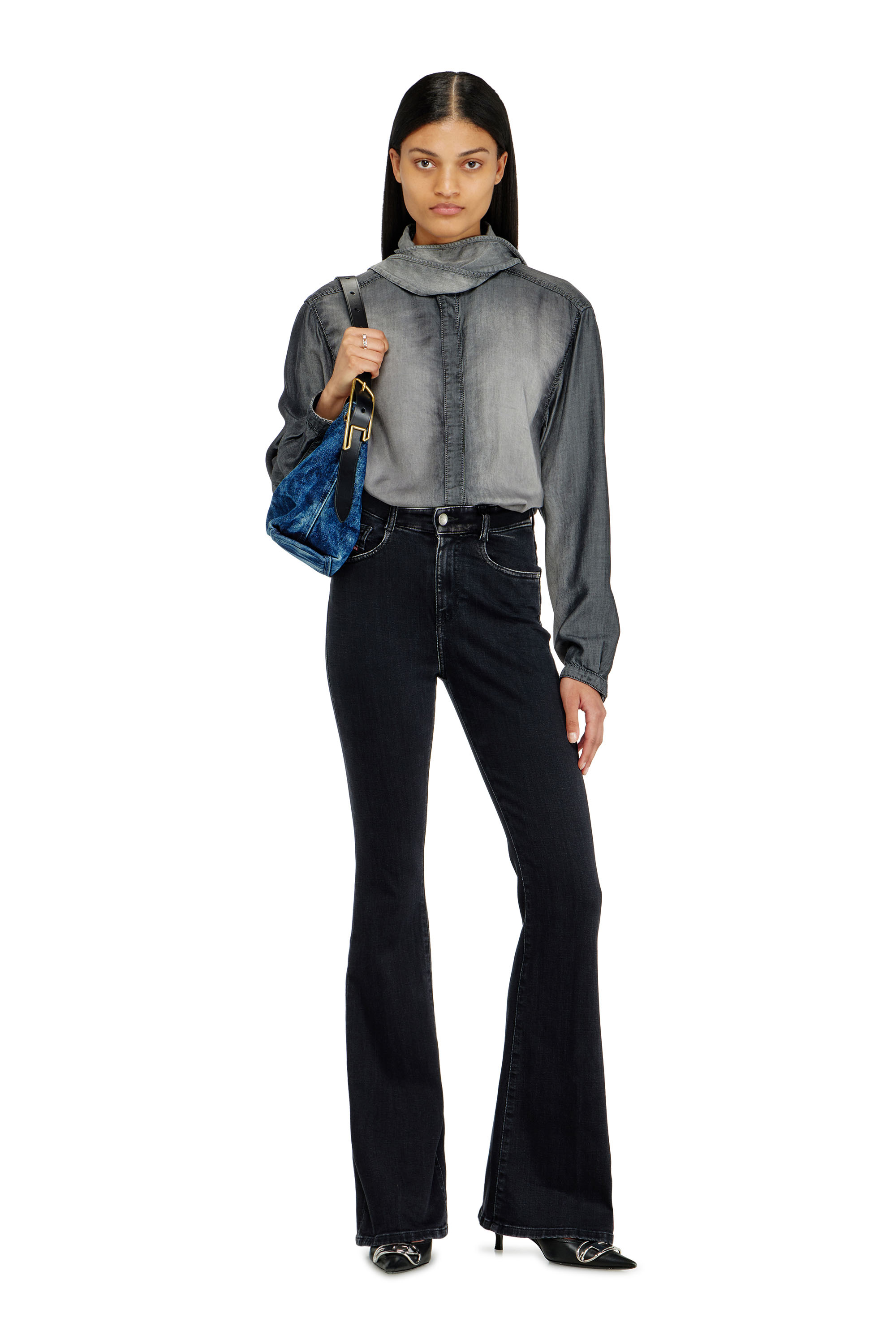 Diesel - D-LINE HOBO S, Damen D-Line-Denim Schultertasche in Mittelblau - 2