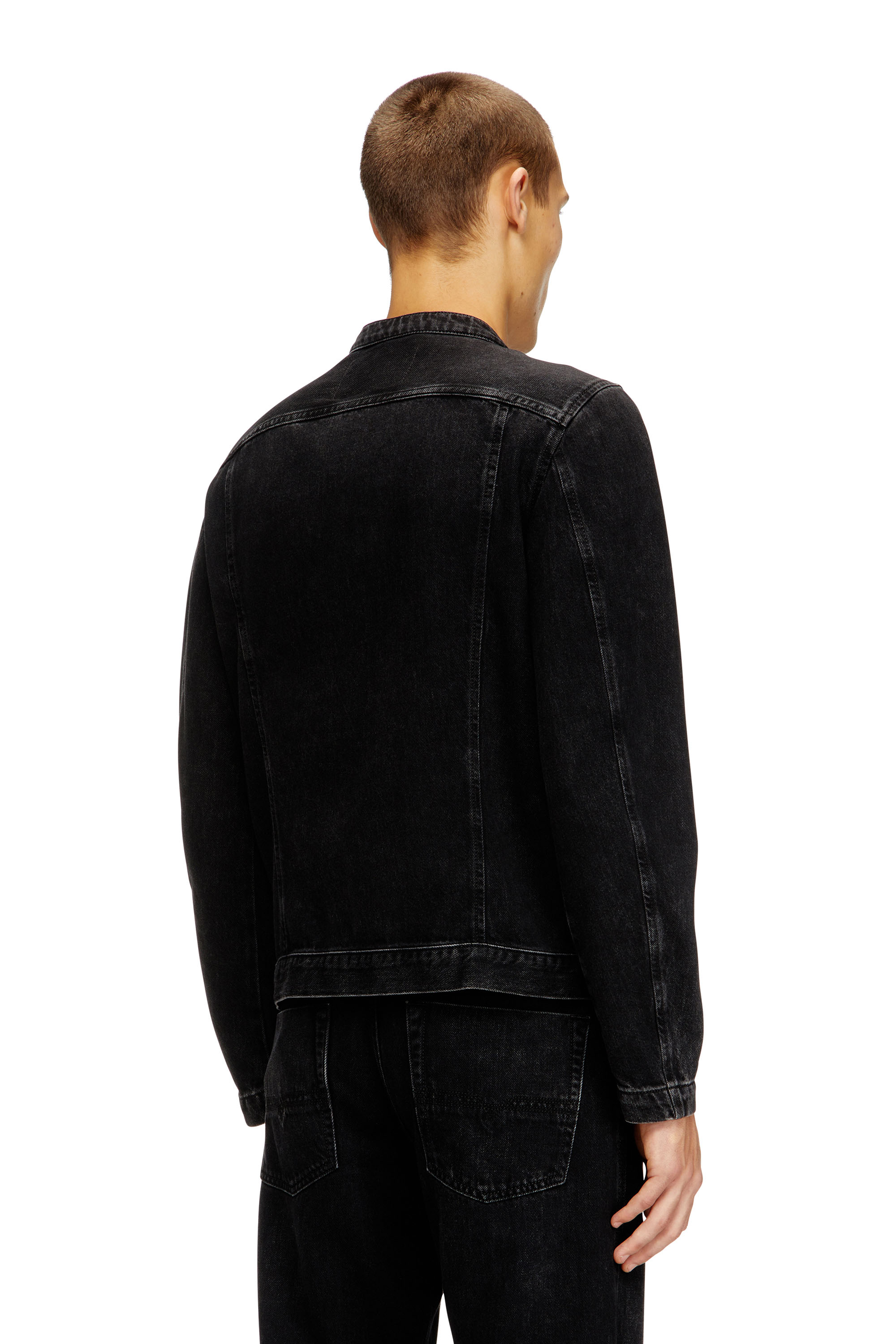Diesel - D-GLORY, Herren Bikerjacke aus sauber gewaschenem Denim in Schwarz/Dunkelgrau - 3