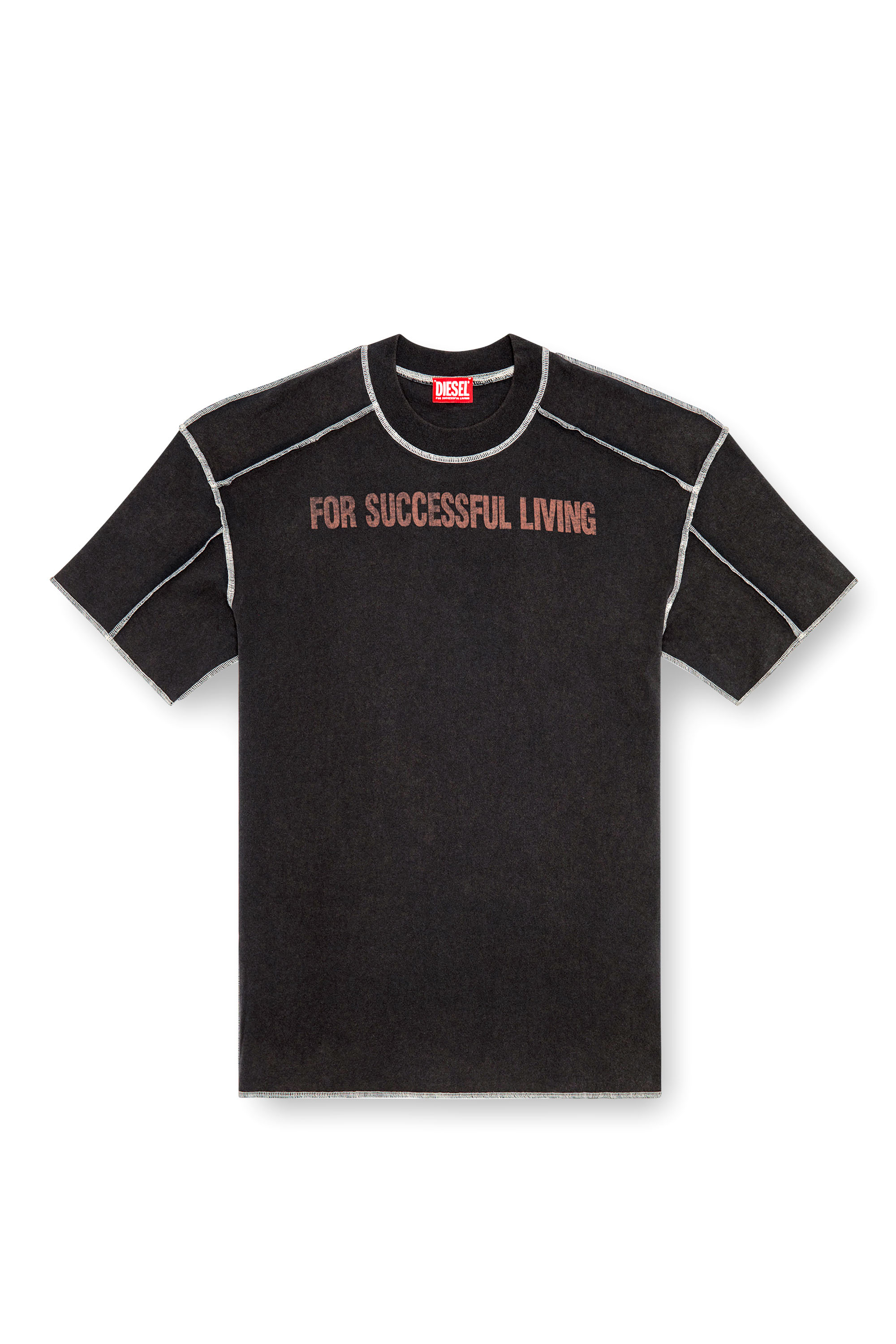 Diesel - T-CRAOR, Herren T-Shirt mit Inside-Out-Effekt in Schwarz - 3