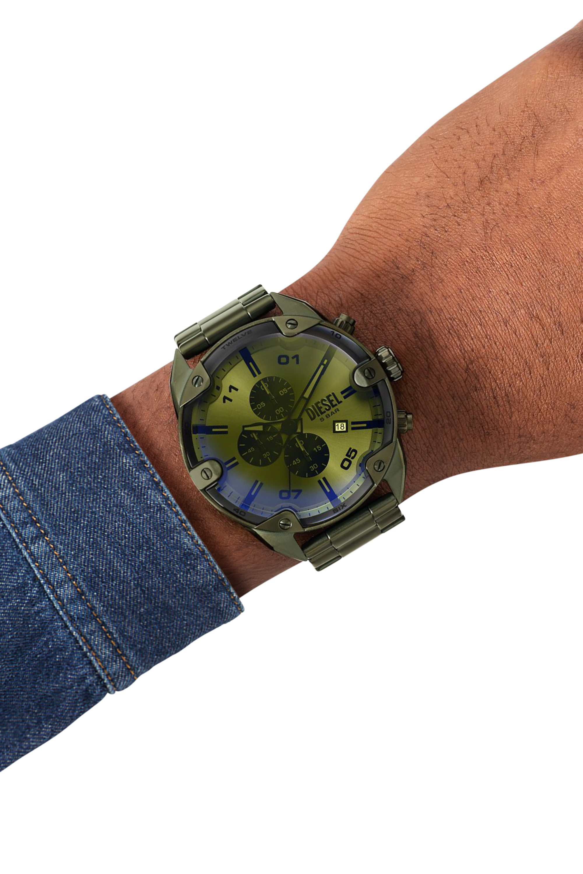 Diesel - DZ4670 WATCH, Herren Spiked Armbanduhr aus grünem Edelstahl in Grün - 4