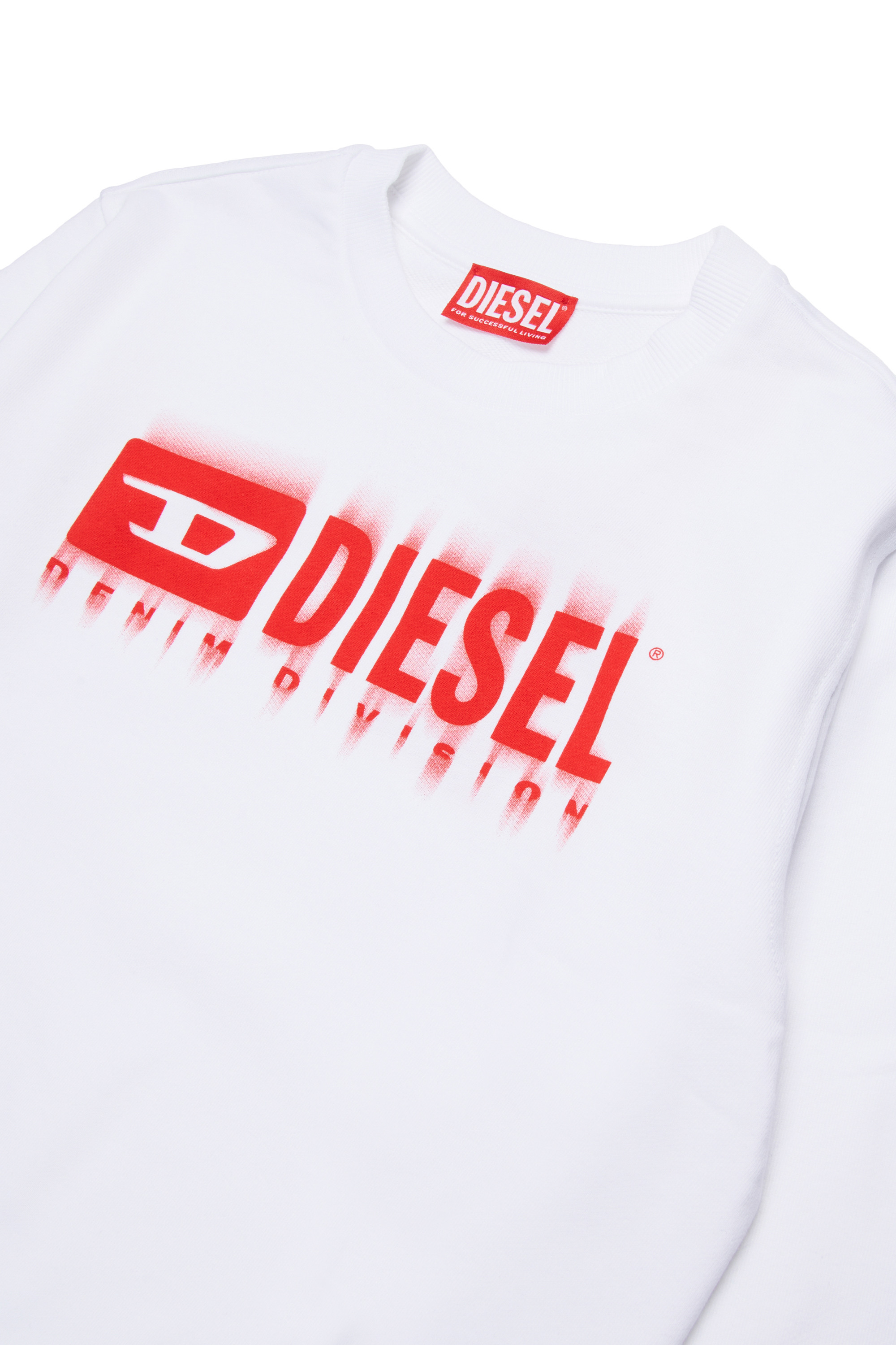 Diesel - SGINNL8 OVER, Herren Sweatshirt mit verschmiertem Logo in Weiß - 3