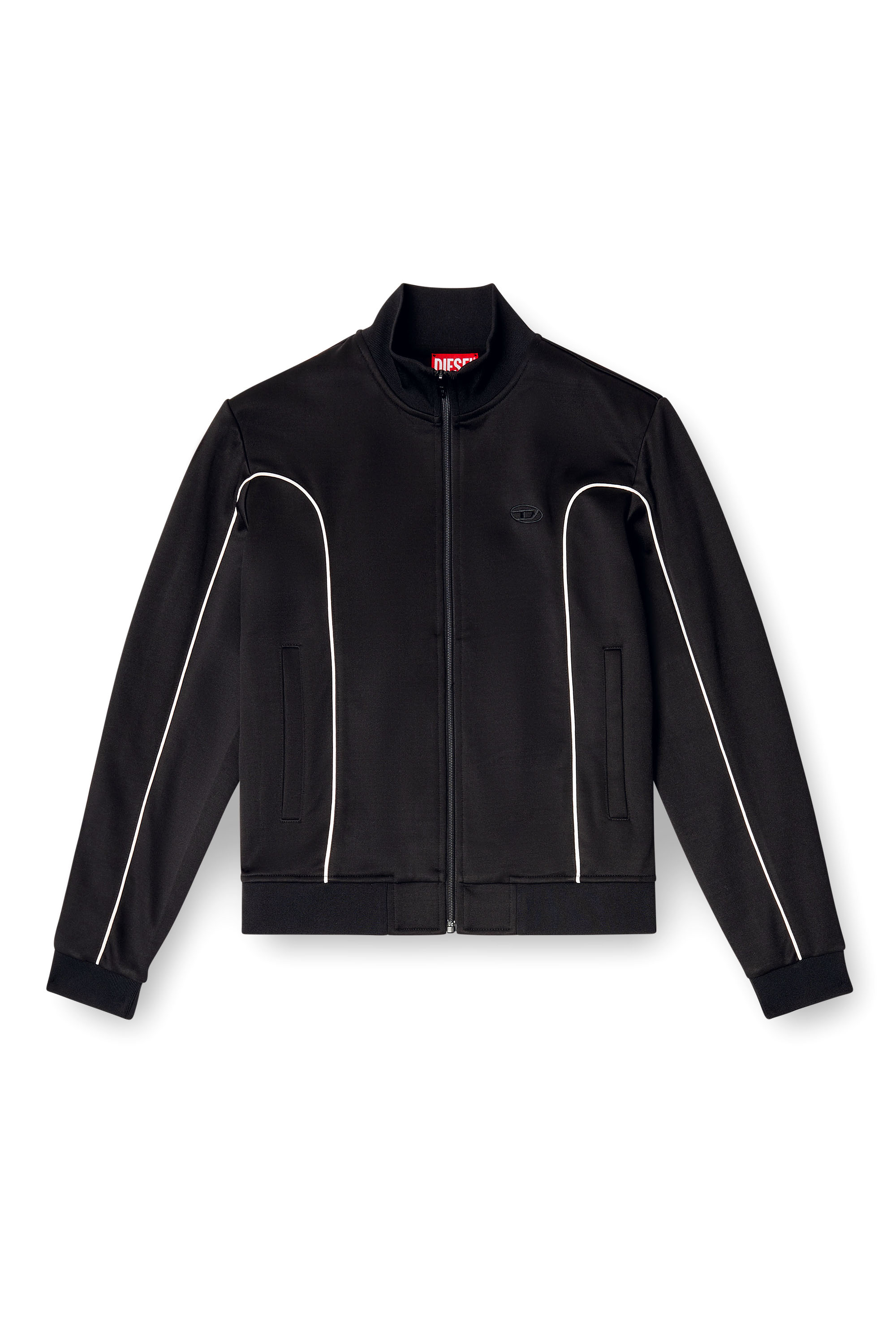 Diesel - F-LOCKING-OD, Damen Sweatjacke mit Kontrastpaspel in Schwarz/Weiss - 2