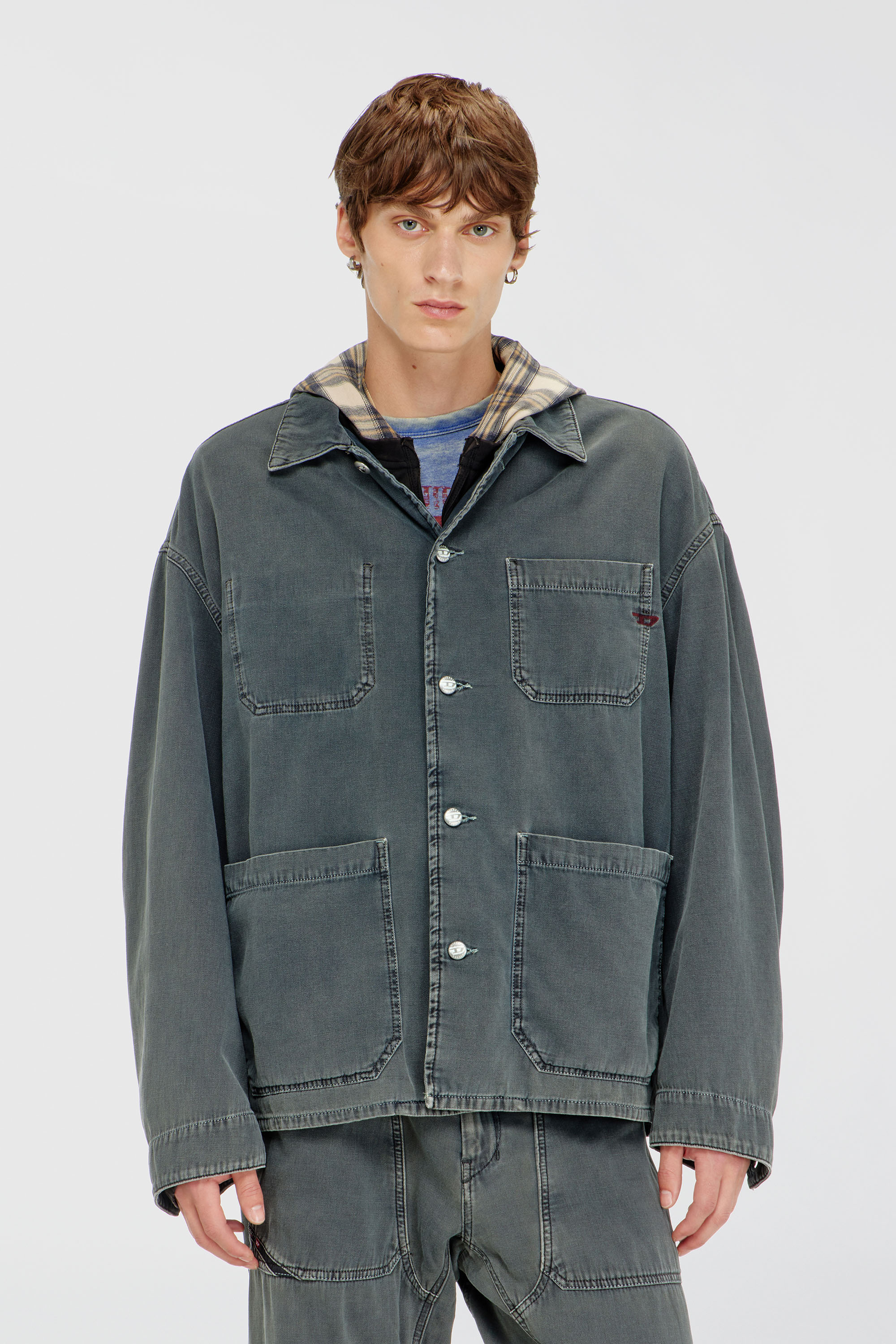 Diesel - D-STACK-U, Unisex Utility-Jacke aus farbigem denim in Grau - 3