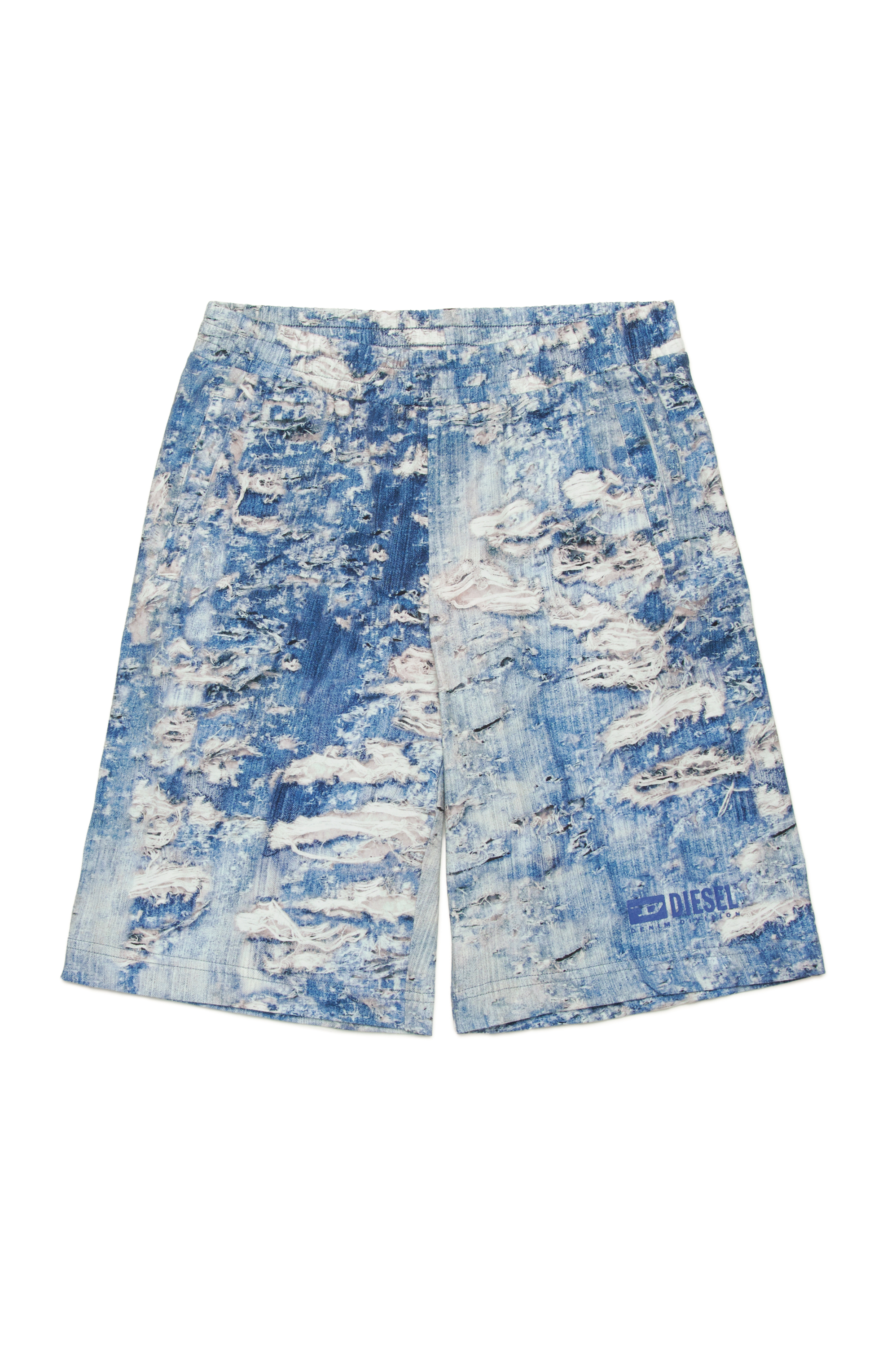 Diesel - PARSTON, Herren Sweatshorts mit Tiger Breaks-Trompe l'œil in Blau - 1