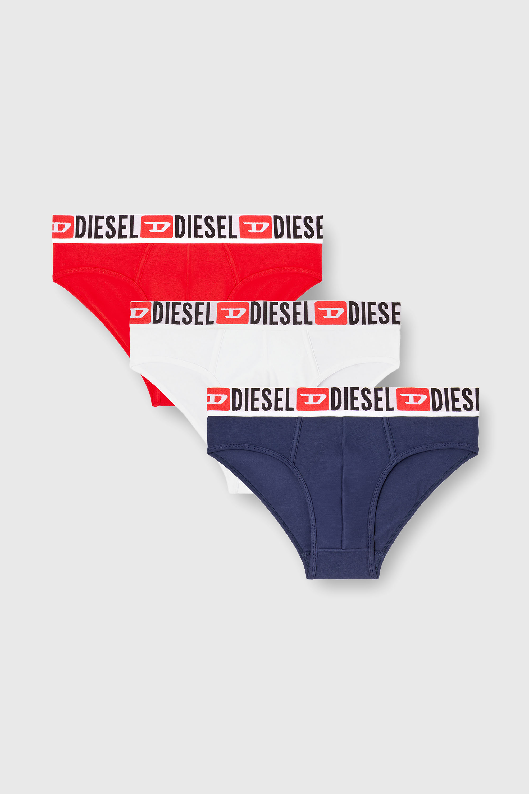 Diesel - UMBR-ANDRETHREEPACK, Man's Three-pack of solid-colour briefs in Blue/Red - 1