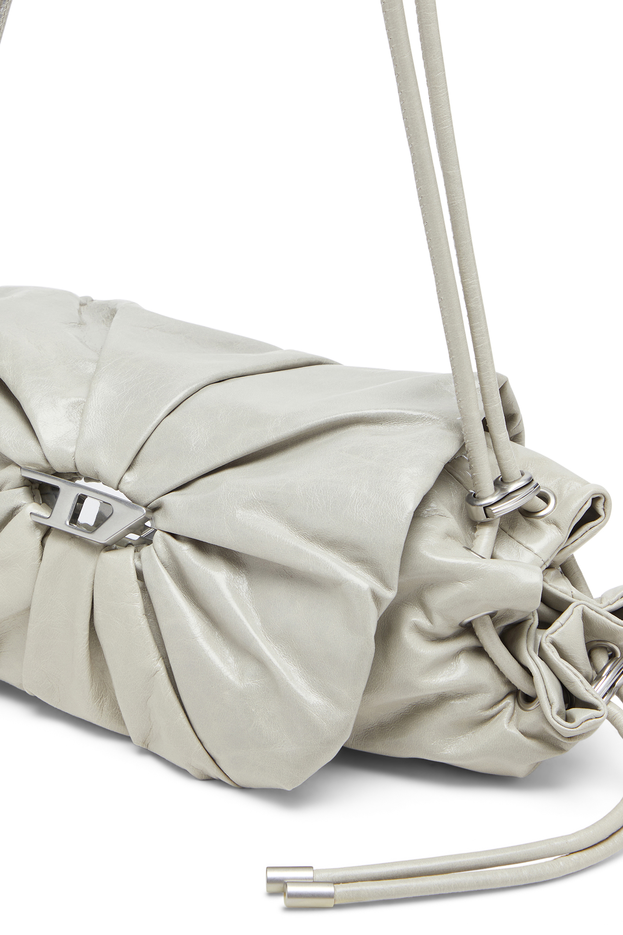 Diesel - SCRUNCH-D SHOULDER S, Woman's Scrunch-D S-Shoulder bag in scrunched leather in White - 5