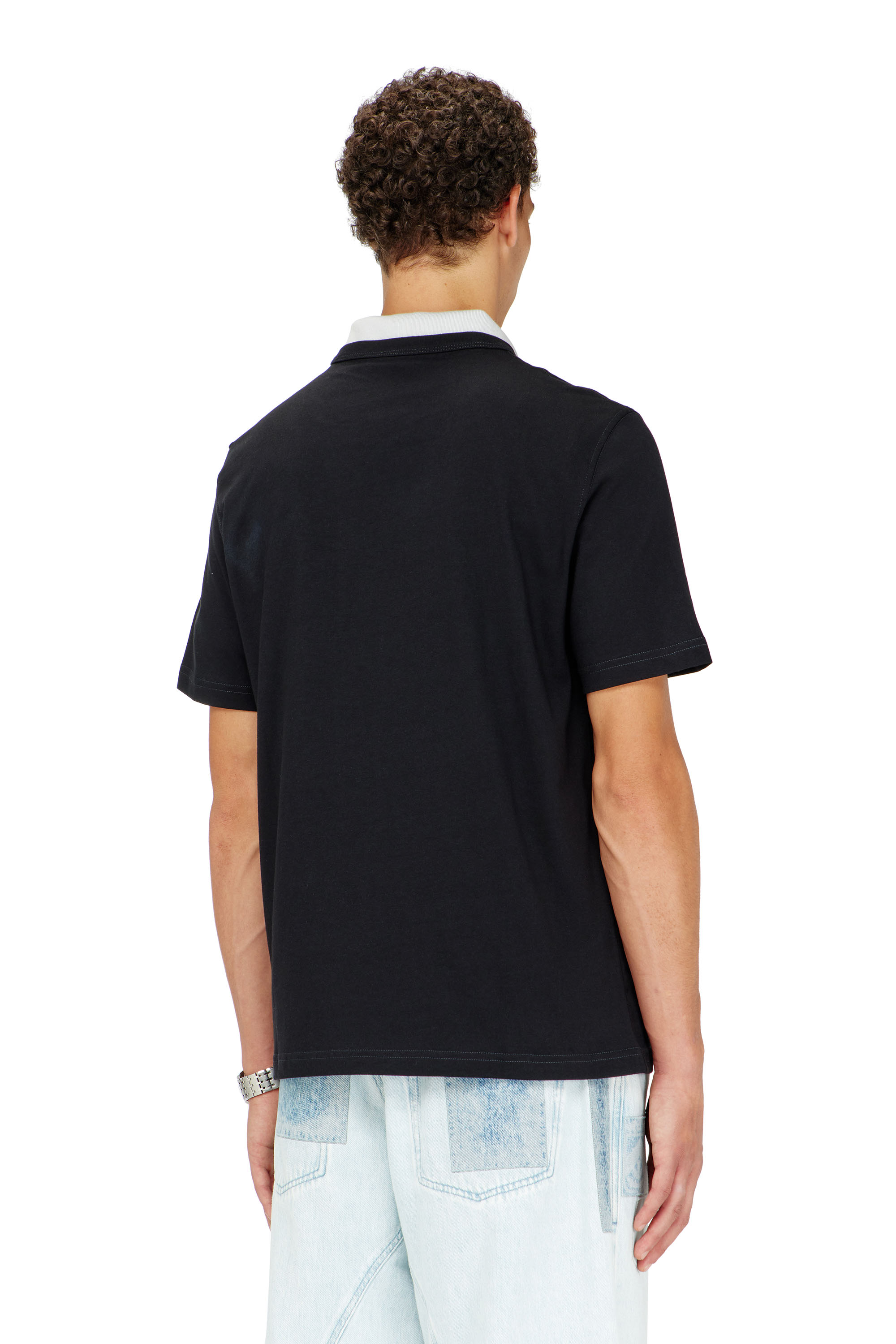 Diesel - T-ADJUST-Q6, Herren T-Shirt mit Logo in Knitter-Optik in Schwarz - 4