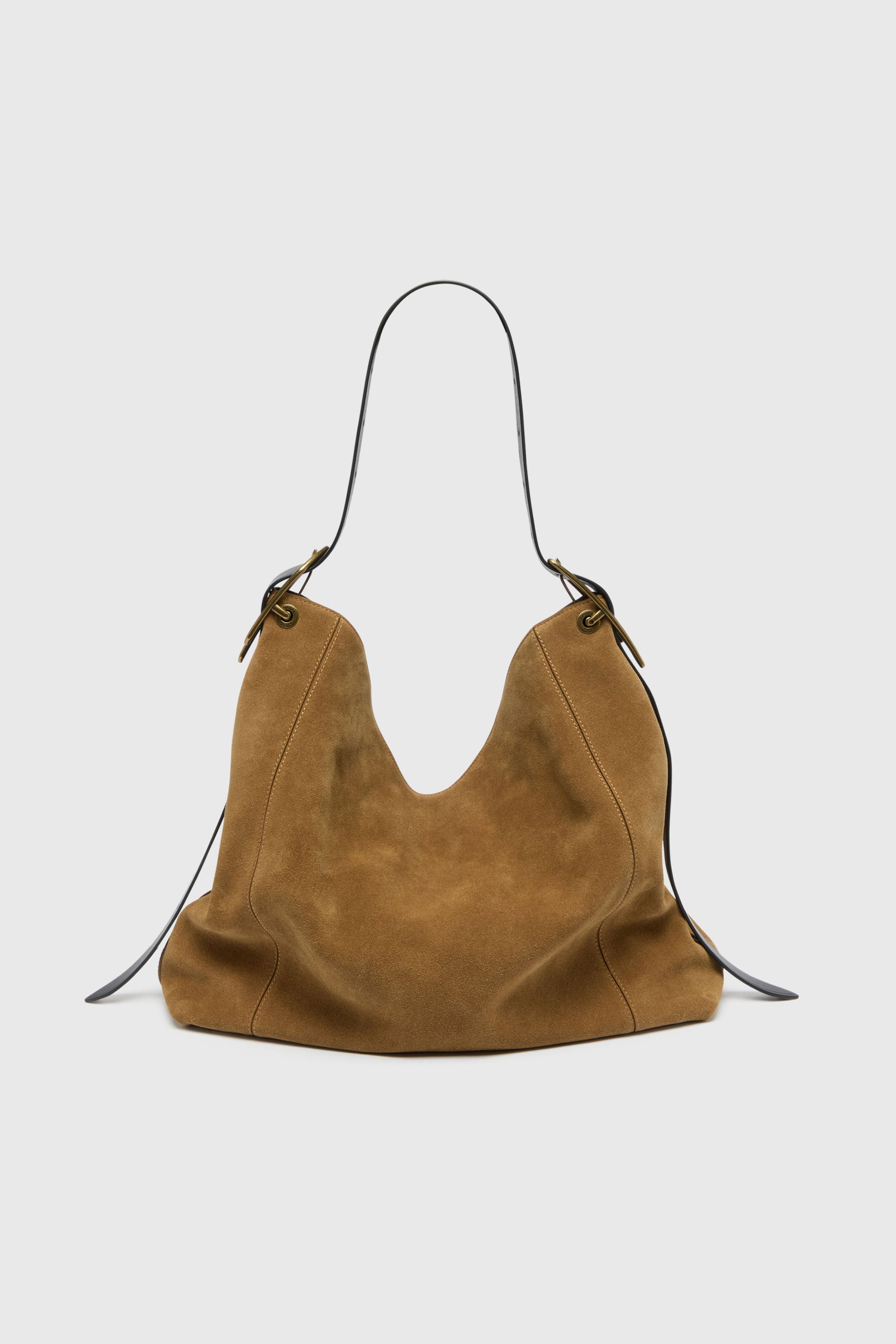 Diesel - D-LINE HOBO L, Damen D-Line Hobo-Tasche aus gewachstem Veloursleder in Hellbraun - 2