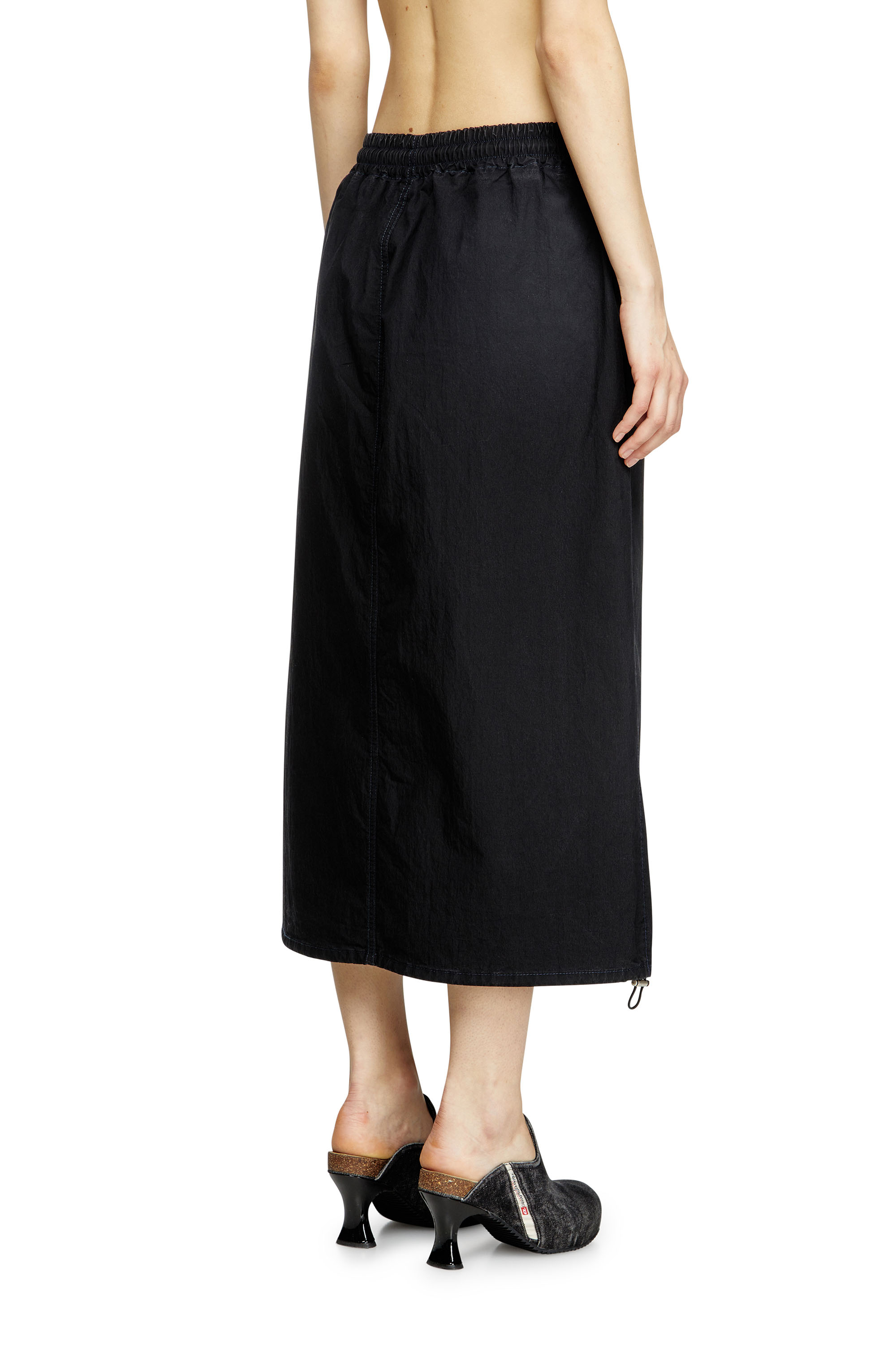 Diesel - DE-OREN-C JOGG, Damen Midi-Rock aus technischem JoggJeans in Schwarz - 4