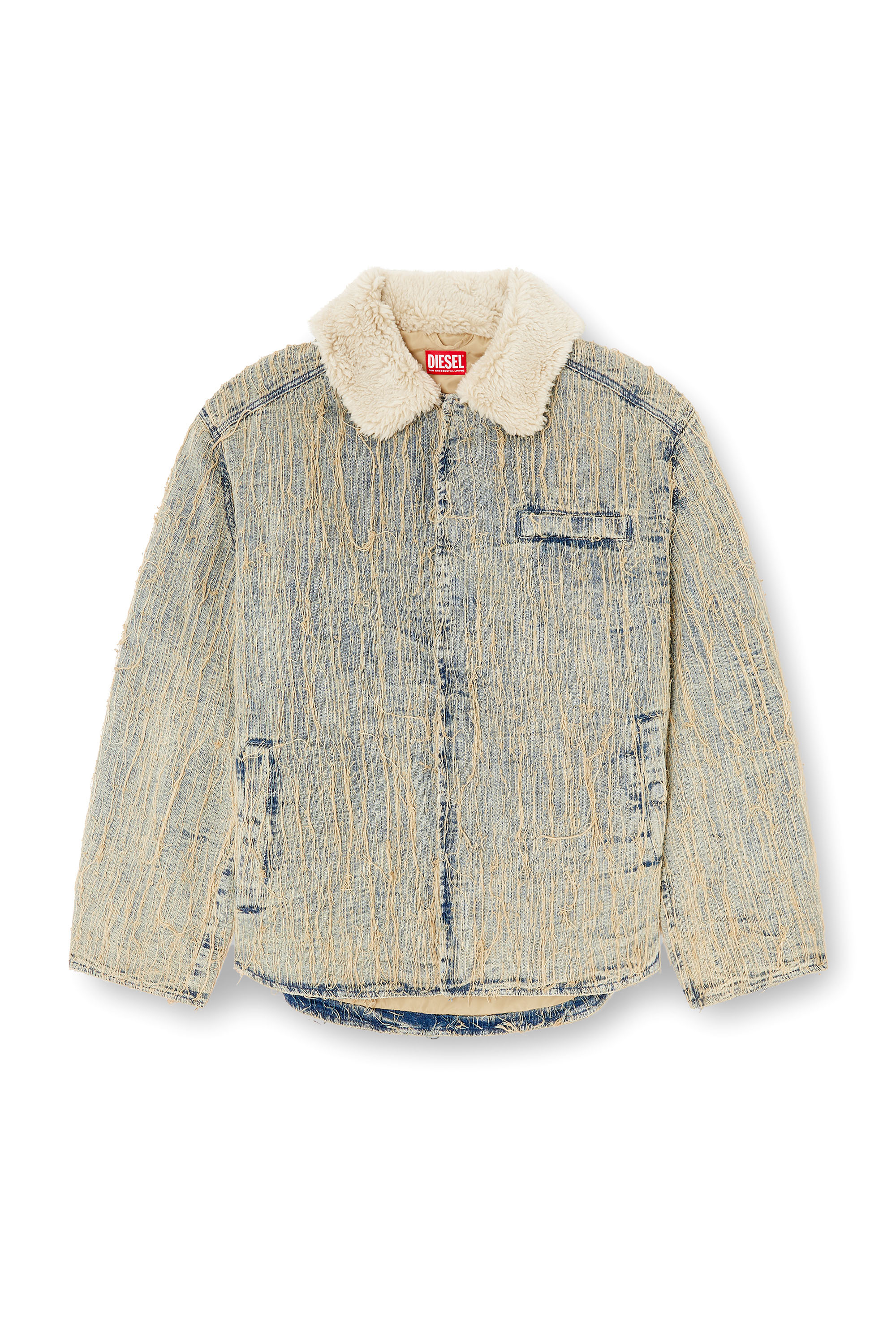 Diesel - D-IVAR-S, Herren Jacke aus Jacquard-Denim mit schwebenden Fäden in Hellblau - 3