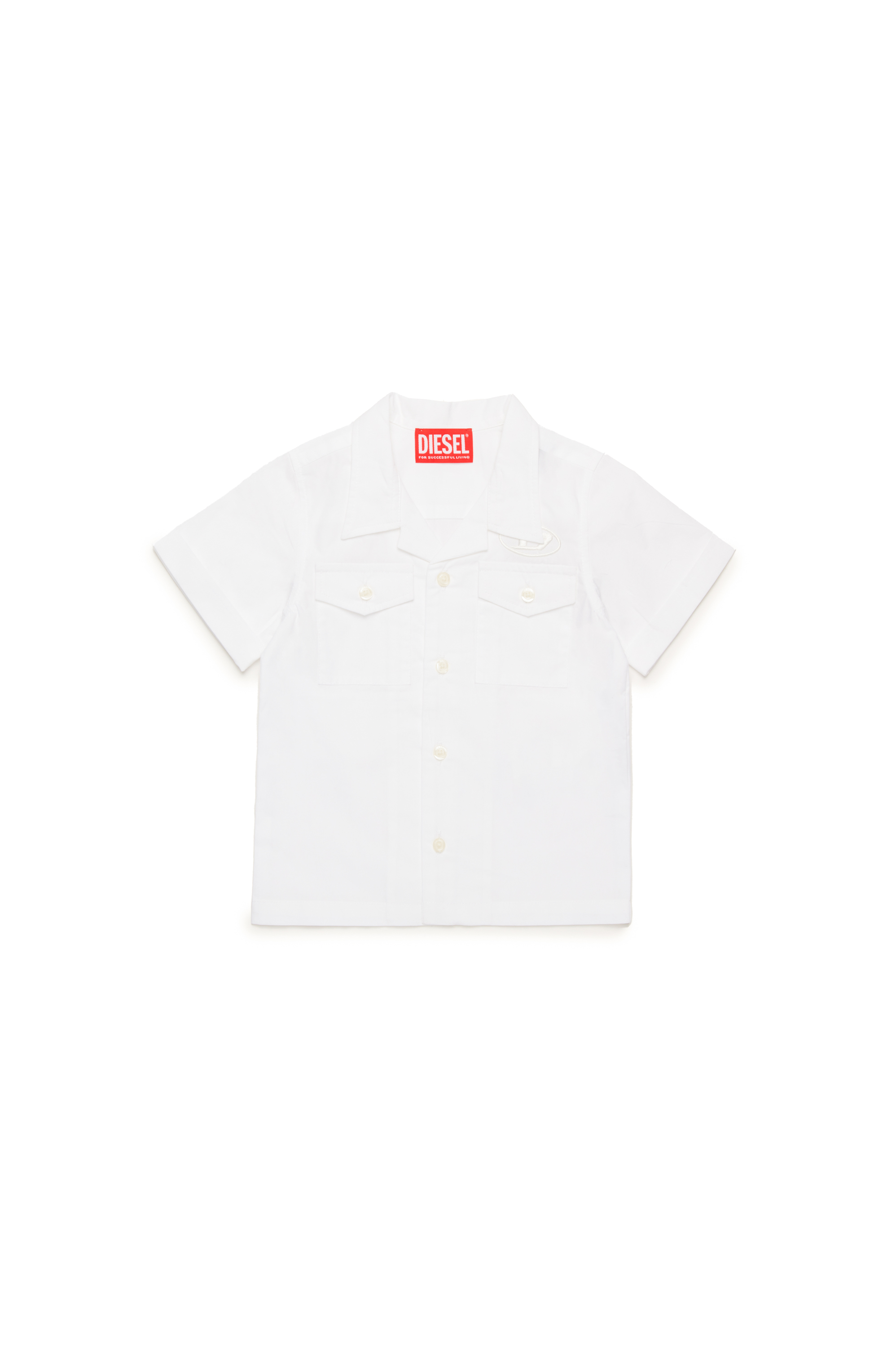 Diesel - CSMAC22B, Herren Bowling-Hemd mit Oval D-Stickerei in Weiß - 1
