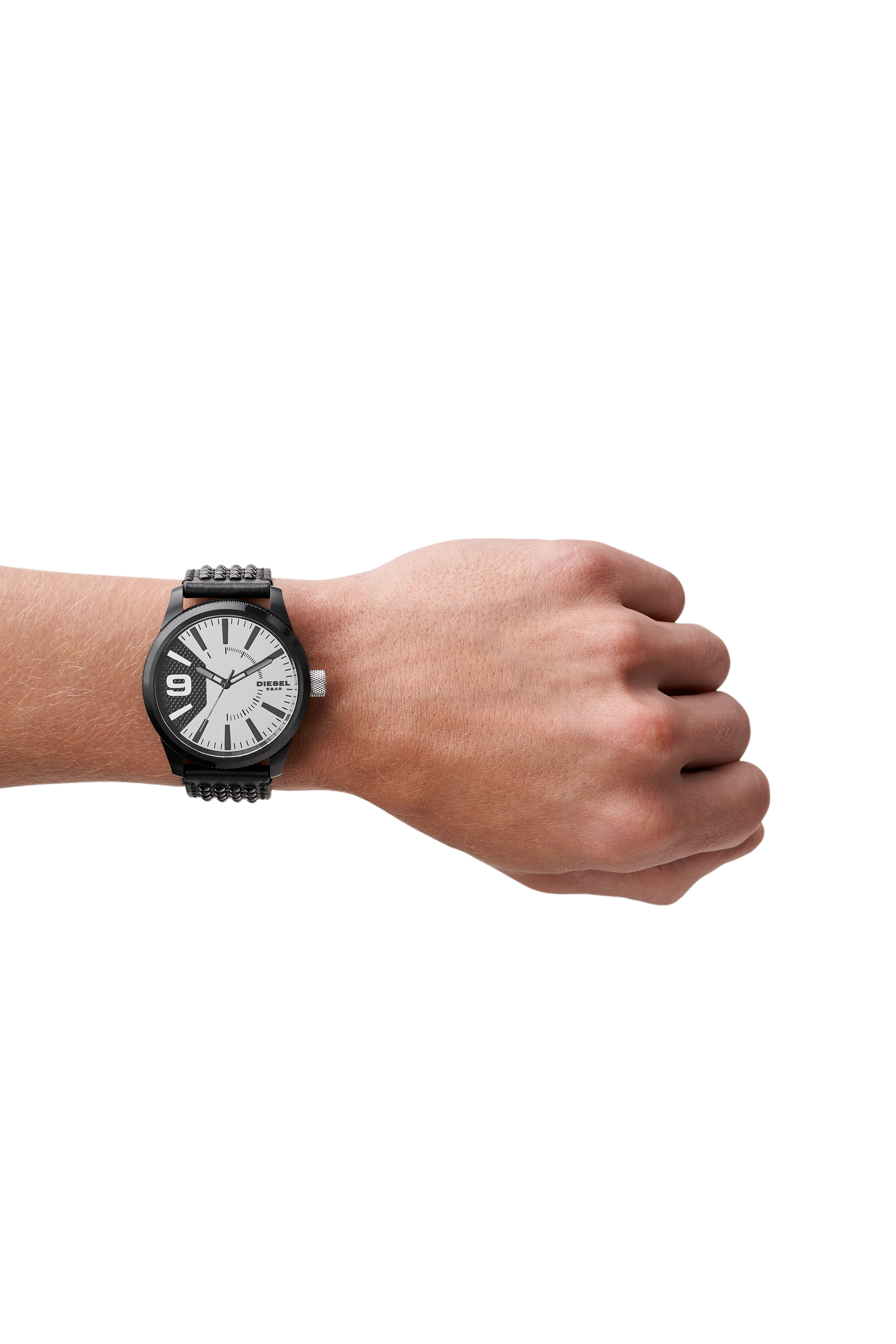 Diesel - DZ1963, Herren Rasp NSBB Armbanduhr mit schwarzem Lederarmband in Schwarz/Gelb - 4