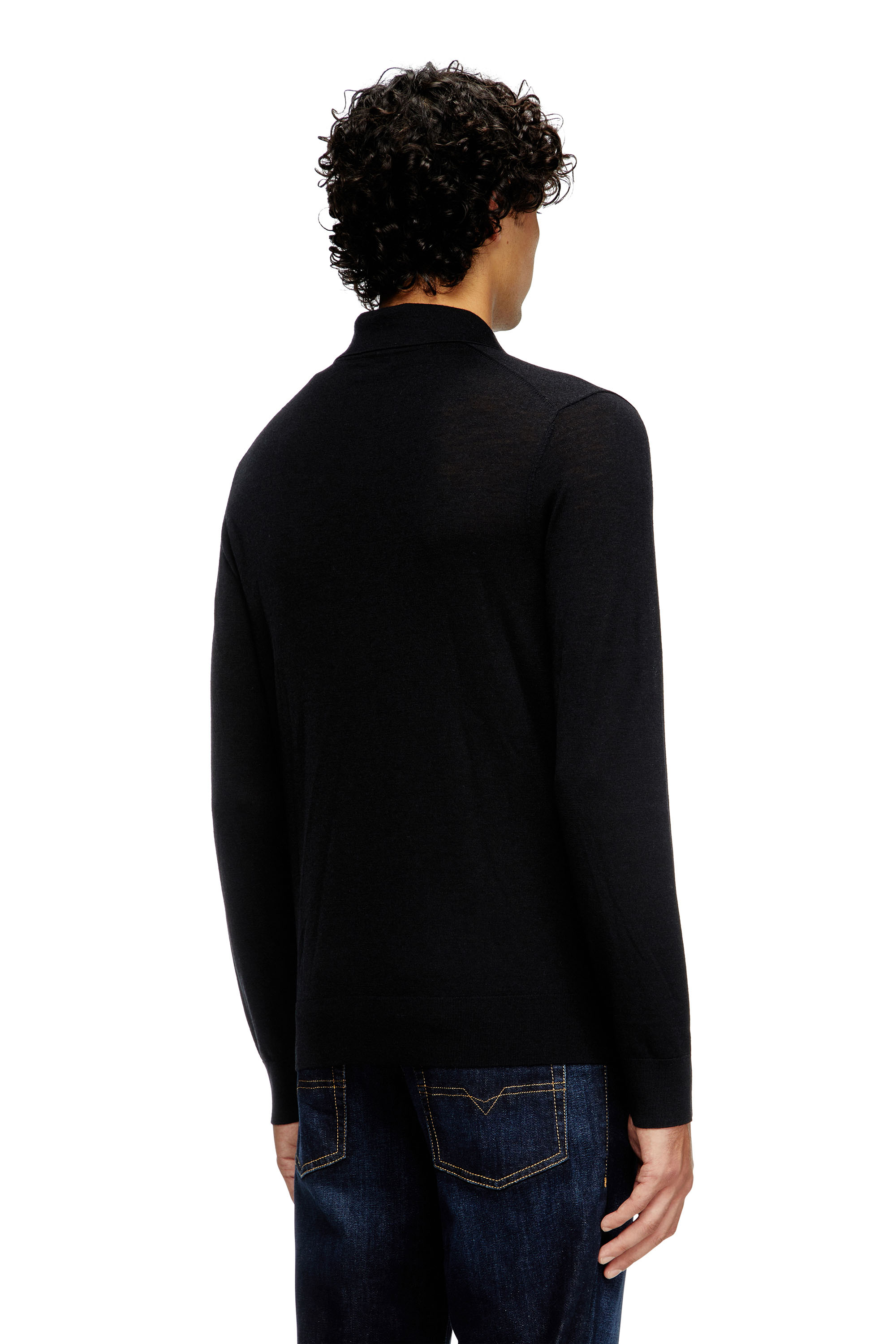 Diesel - K-GLARE, Herren Pullover aus Wolle mit Polokragen in Schwarz - 4