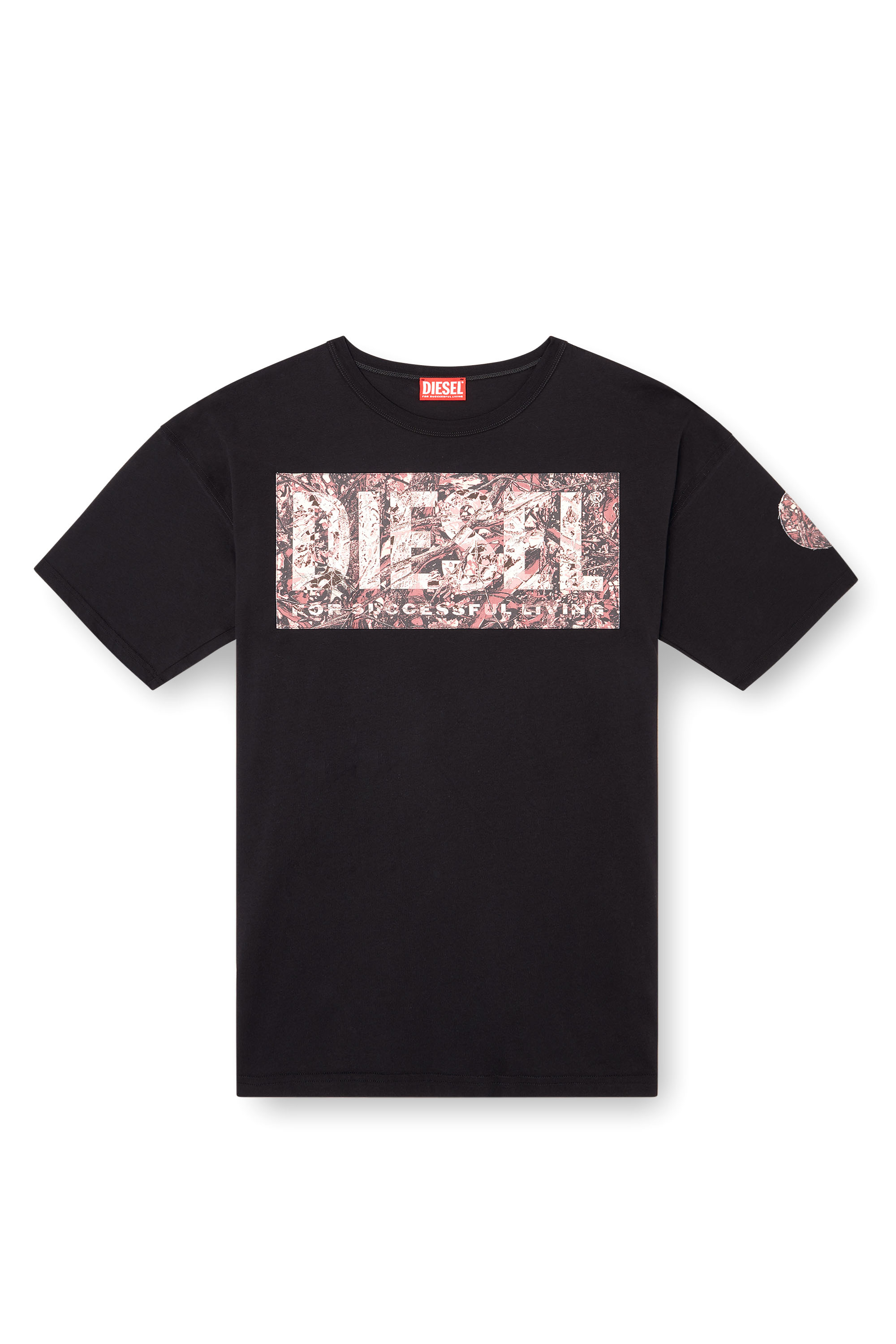 Diesel - T-BOXT-R22, Herren T-Shirt mit großem Gabardine-Patch-Logo in Schwarz - 3