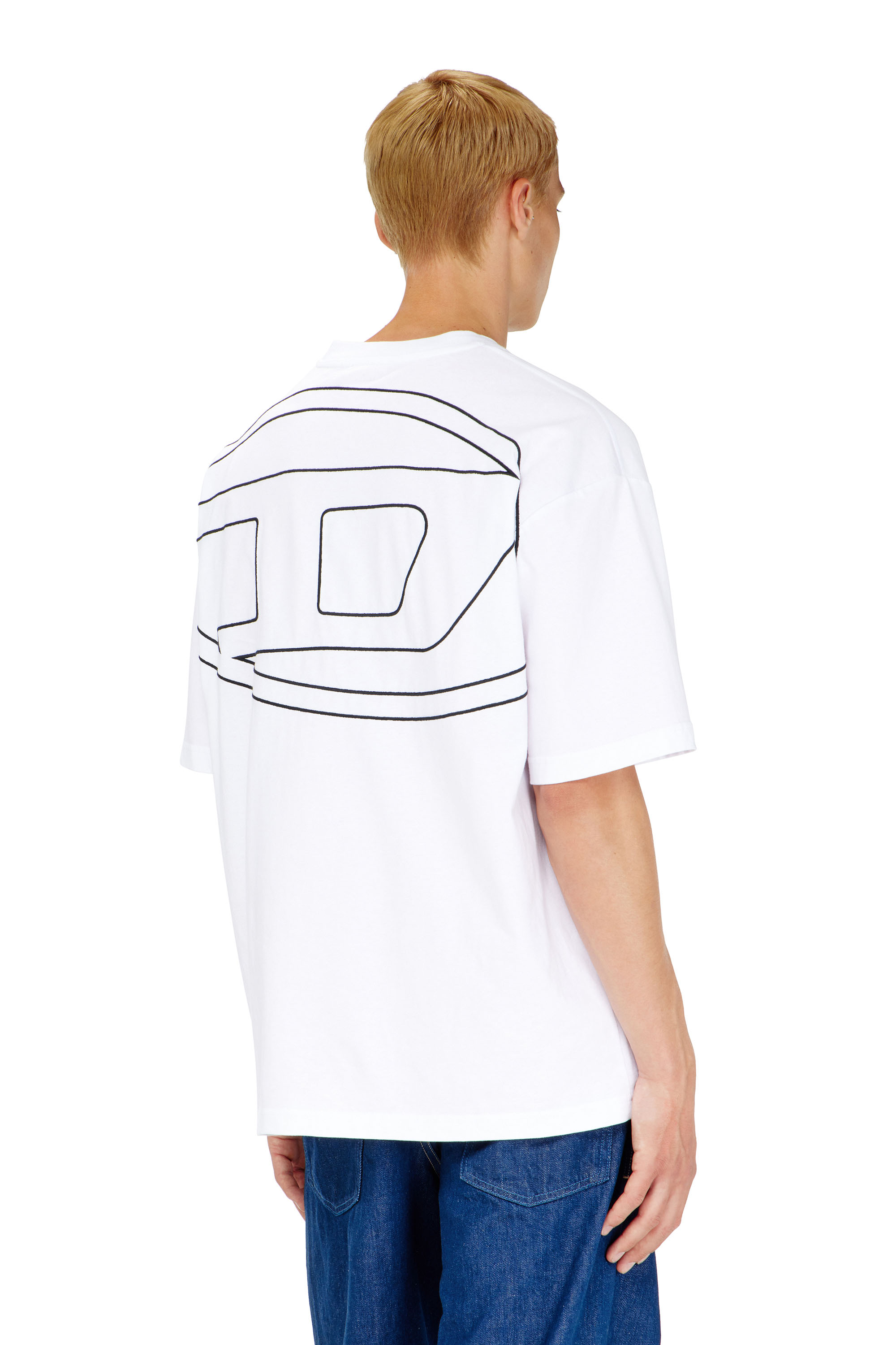 Diesel - T-BOGGY-MEGOVAL-D, Herren T-Shirt mit gro&szlig;er Oval D-Stickerei in Wei&szlig; - 4