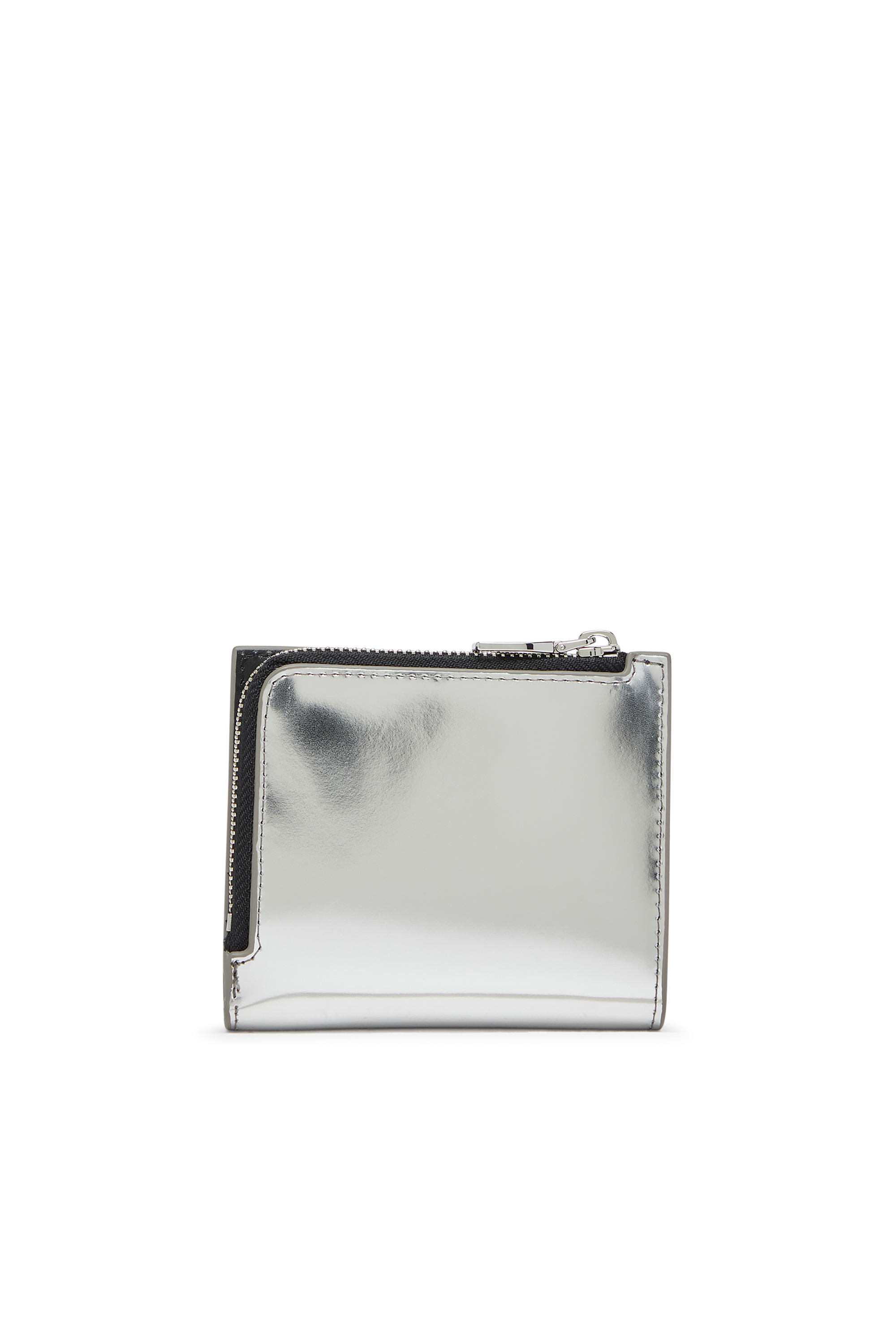 Diesel - 1DR BI FOLD ZIP L, Damen Bifold-Kartenetui aus Hochglanz-Leder in Silber - 2