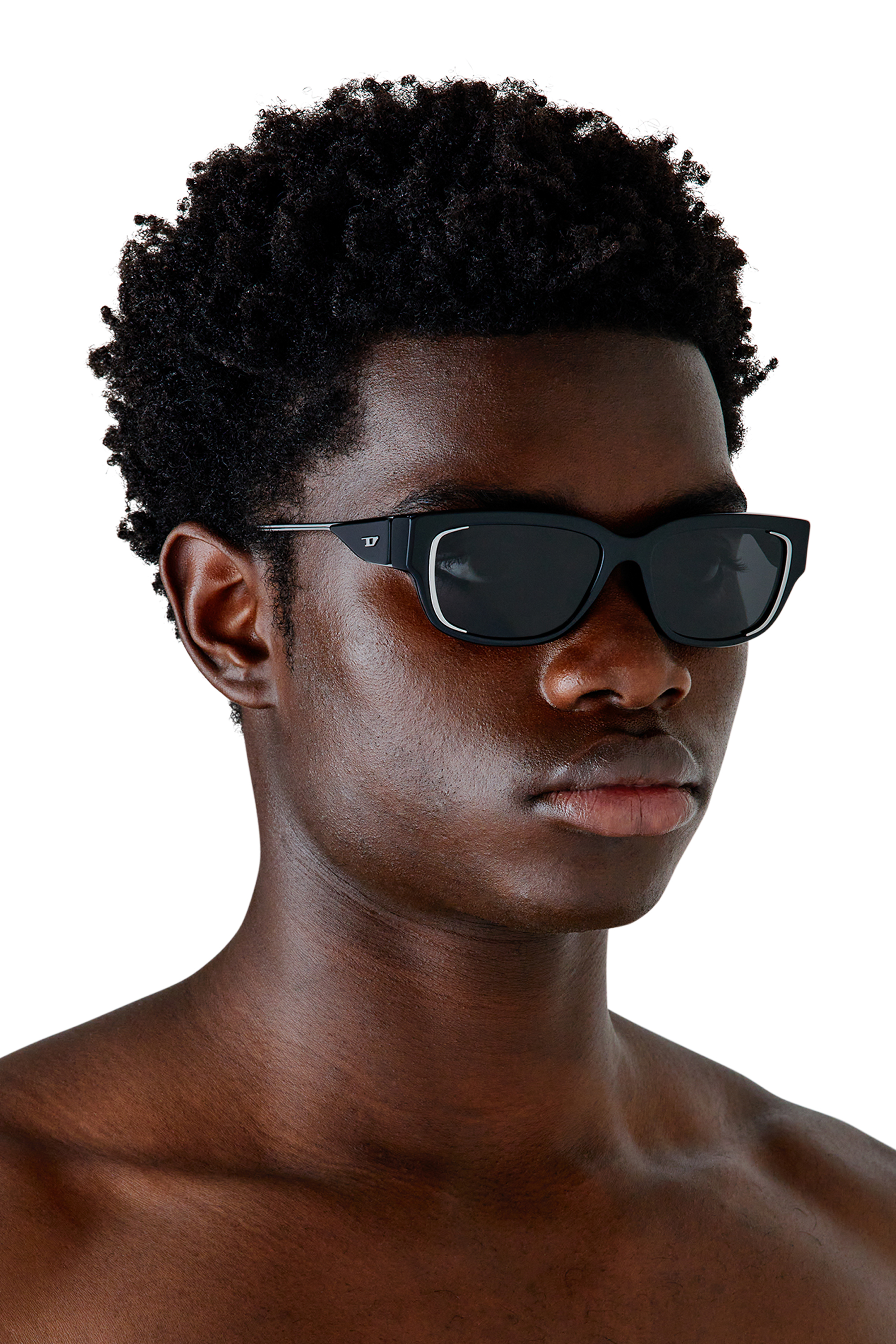 Diesel - 0DL2002 SIZE 56, Unisex Rechteckiges Modell Brille in Schwarz/Silber - 4