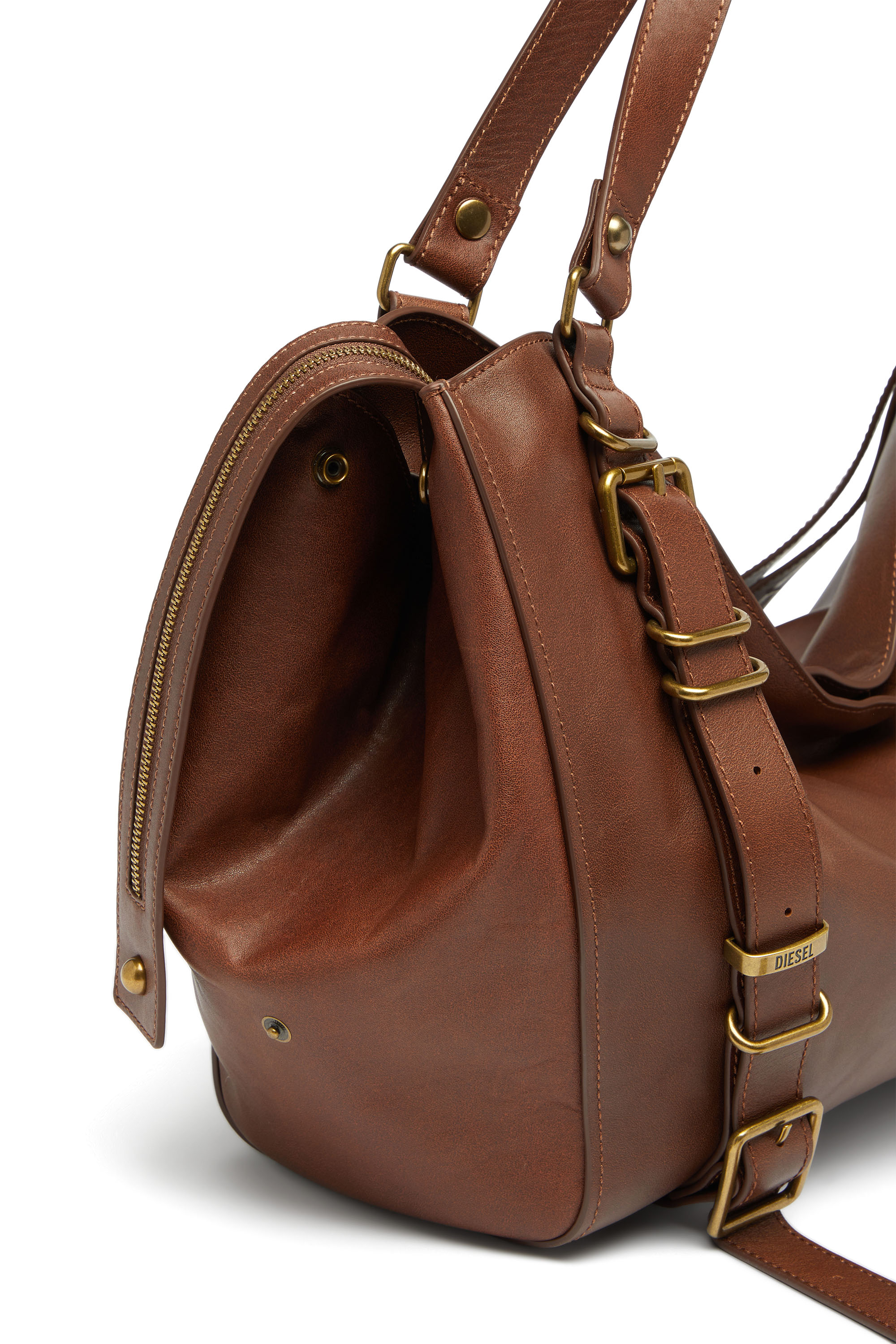 Diesel - D-ONE TOPHANDLE L, Unisex D-One-Large Henkeltasche aus behandeltem Leder in Braun - 5