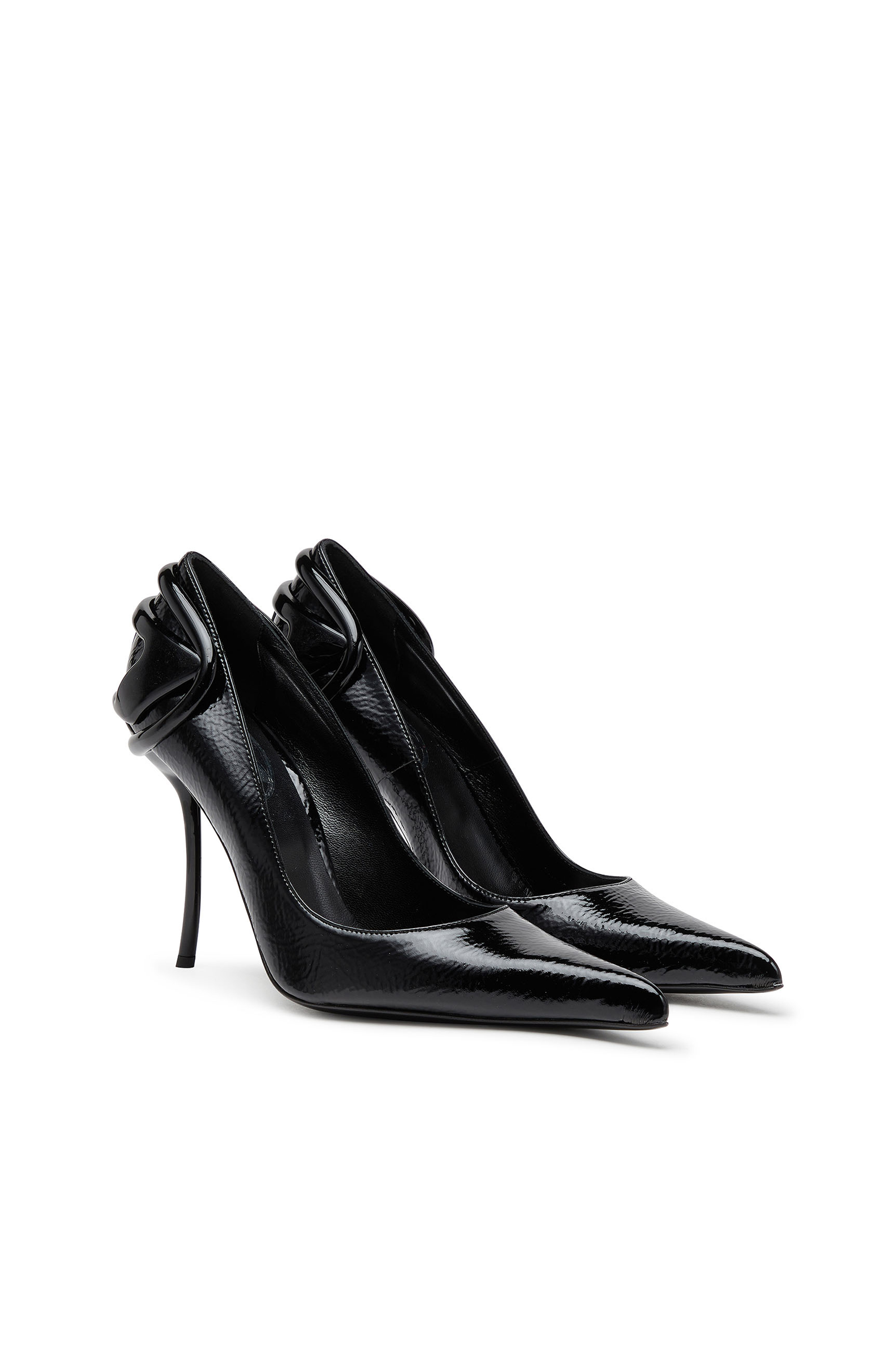 Diesel - D-TEN&HALF P, Woman's D-Ten&Half-Glossy pumps with curved heel in Black - 3