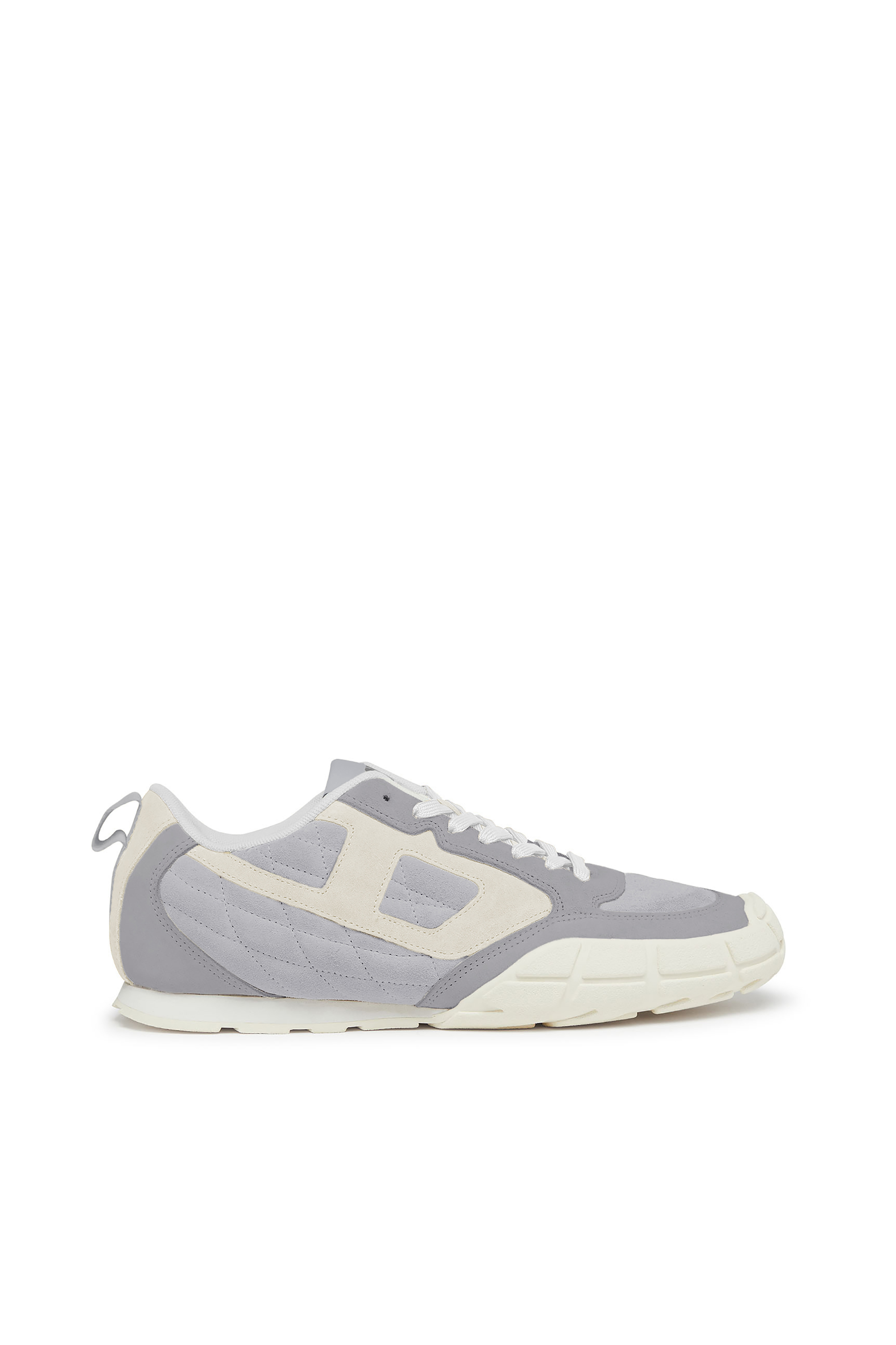 Diesel - S-PAGODHA LOW, Herren S-Pagodha-Gesteppte Wildleder-Sneaker in Grau/Weiß - 1