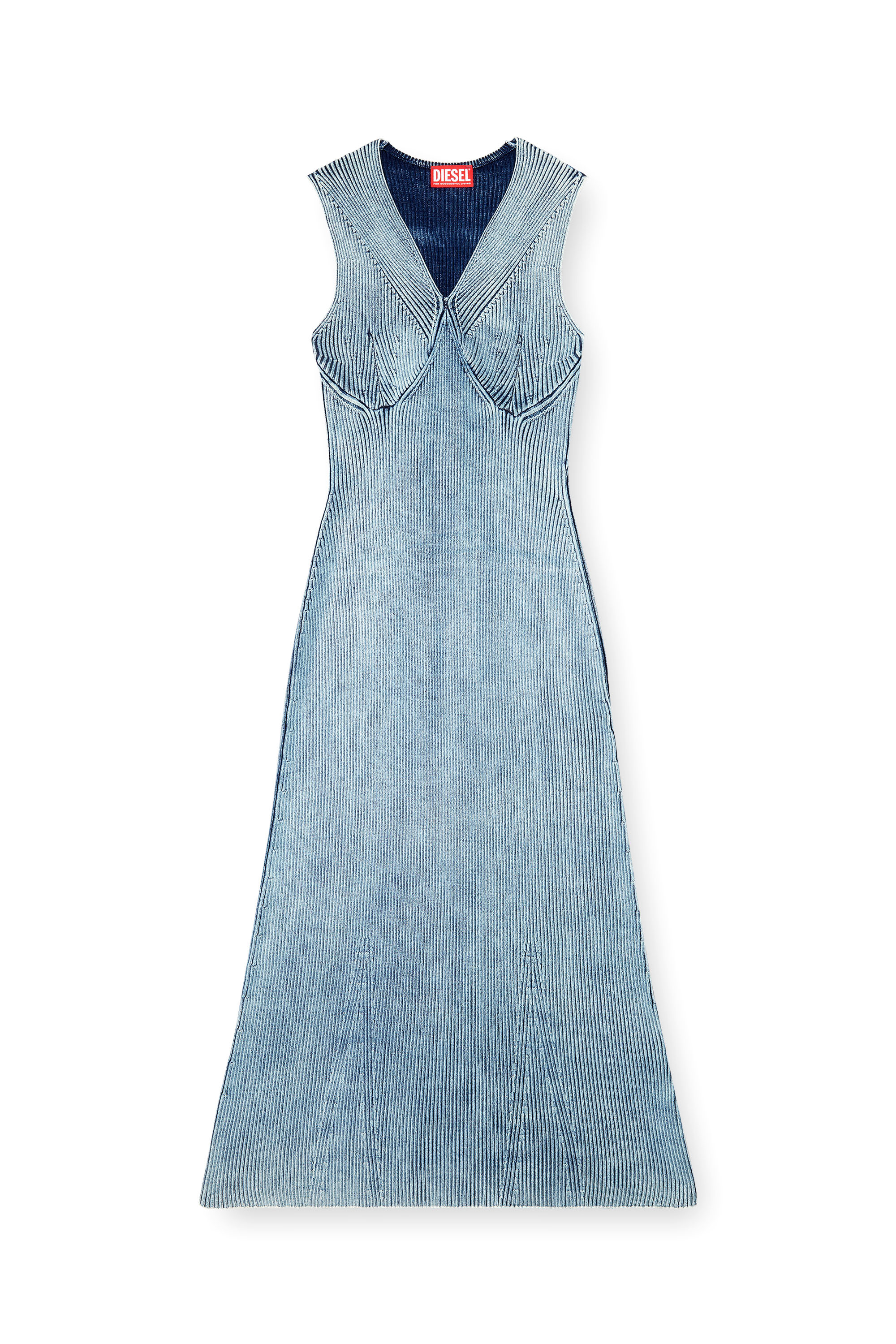 Diesel - M-MILONG, Damen Denim-yarn midi dress with shiny effect in Hellblau - 2