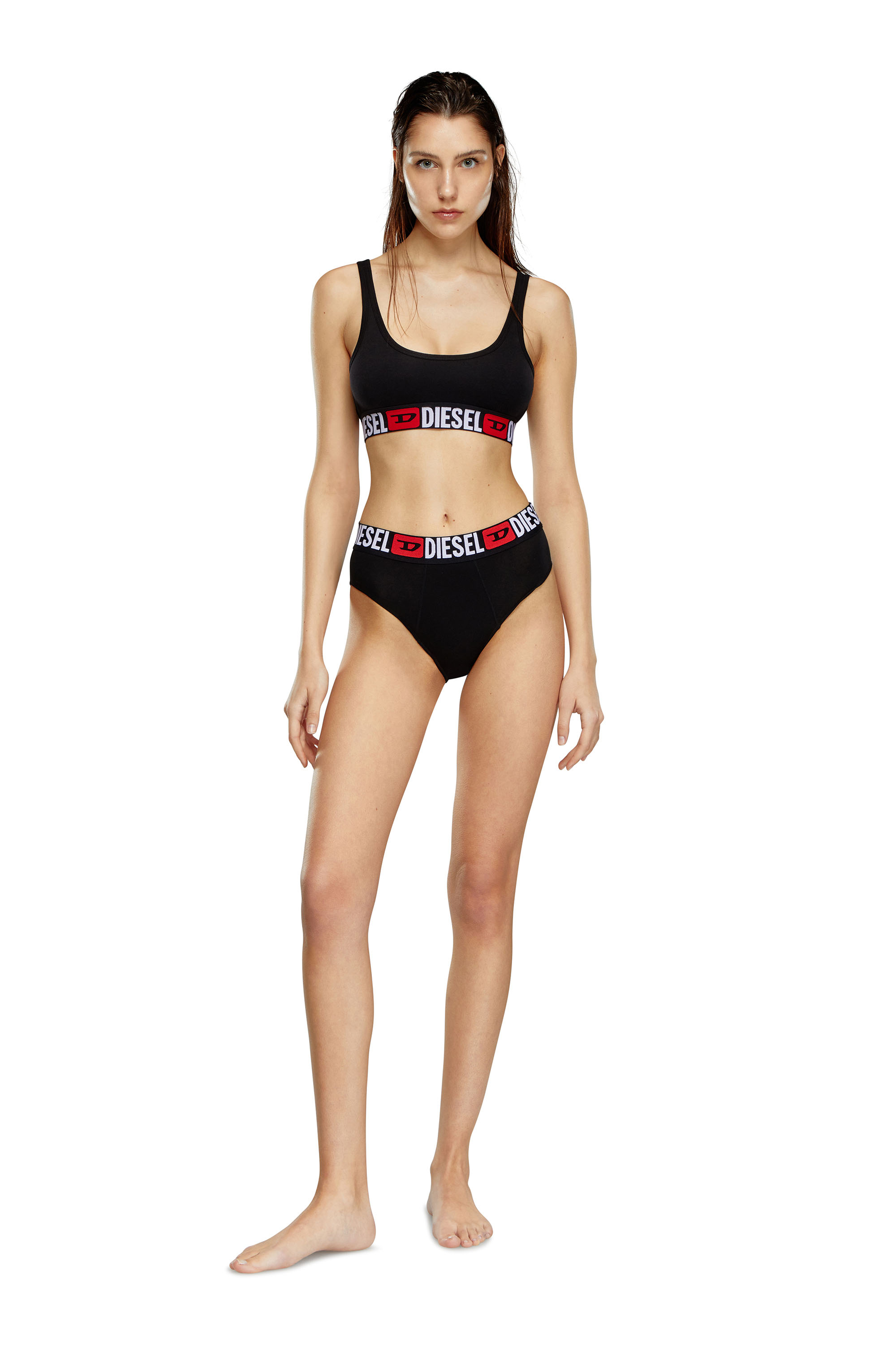 Diesel - UFPN-BLANCA-R-THREEPACK, Damen Gerippte Briefs mit hohem Bund im Dreierpack in Schwarz - 1