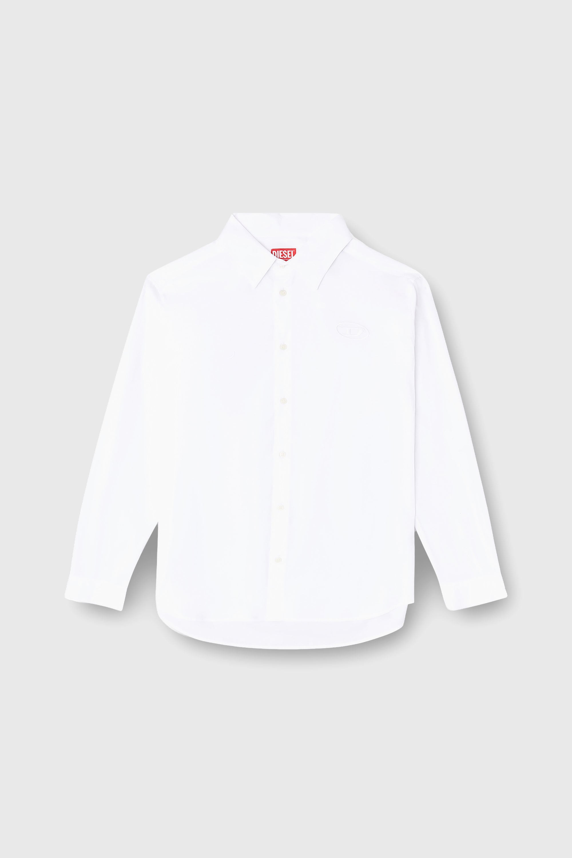Diesel - S-SIMPLY-GSBH, Man's Stretch poplin shirt with embroidery in White - 2